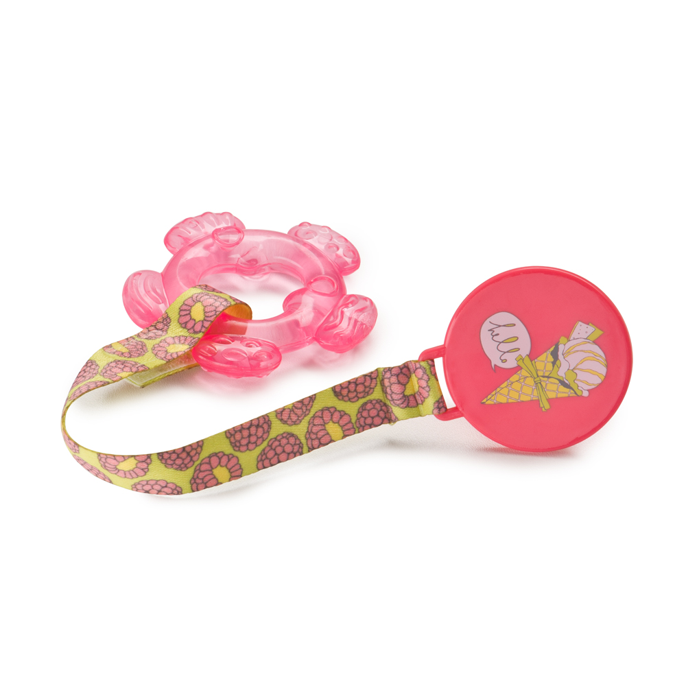 Прорезыватель с водой с держателем Happy Baby Pink