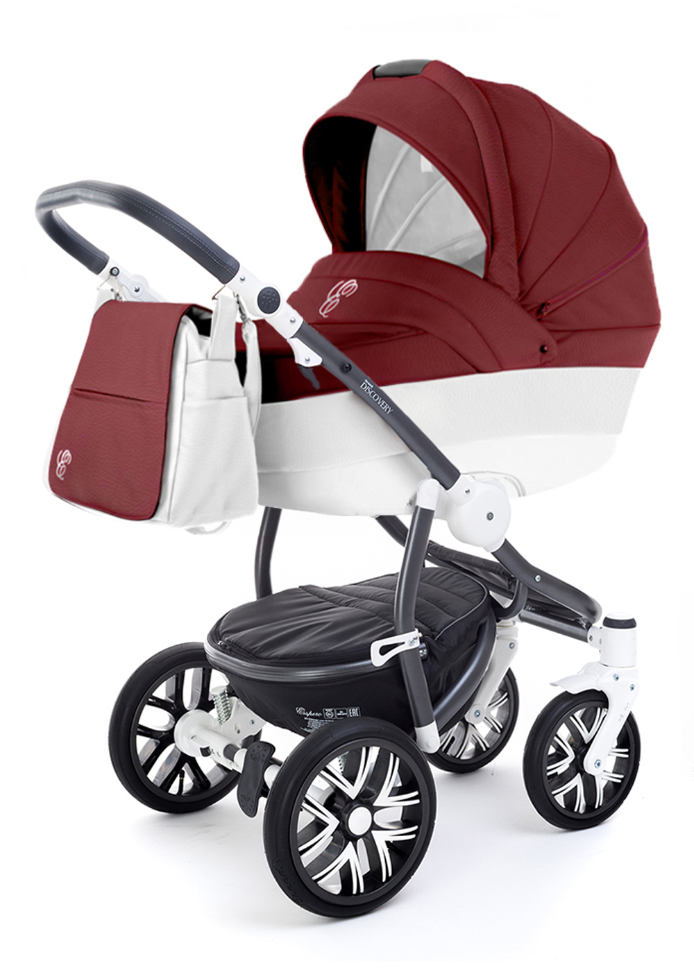 Коляска для новорожденных Esspero Grand Discovery (шасси Graphite White) Cherry leatherette