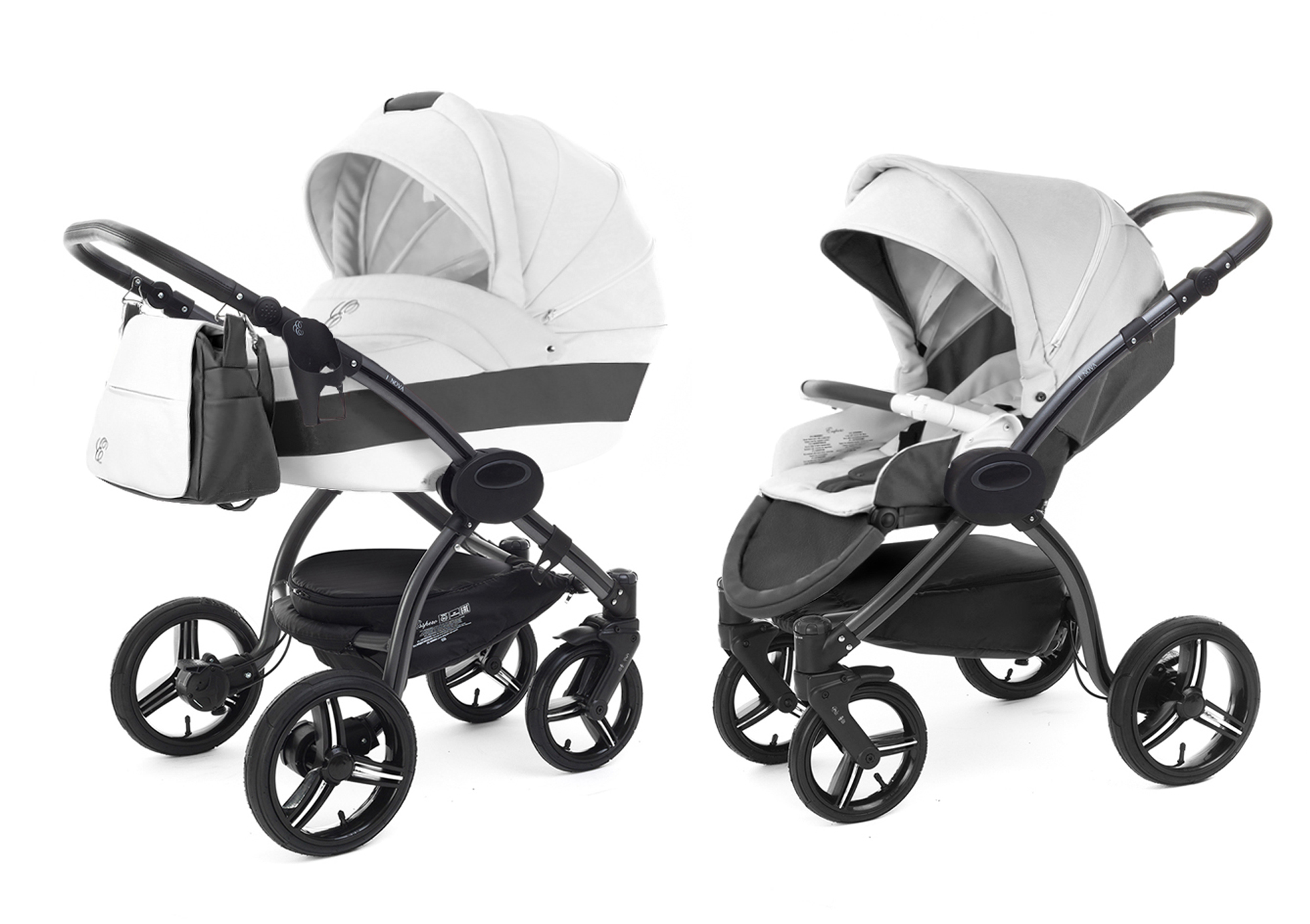 Коляска 2 в 1 Esspero Grand I-Nova (шасси Graphite) White leatherette