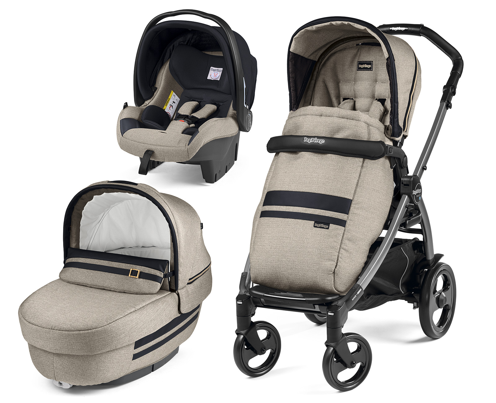 Коляска 3 в 1 Peg Perego Book 51 Elite Modular System (шасси Jet) Luxe Ecru