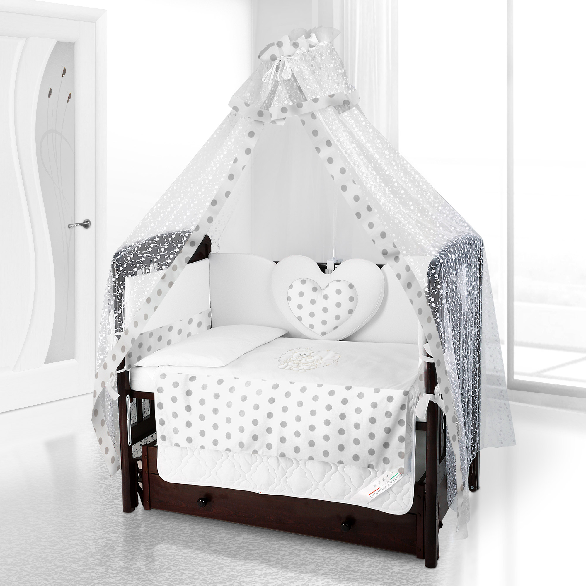 Комплект постельного белья Beatrice Bambini Cuore Grande Anello BIANCO BIANCO GRIGIO
