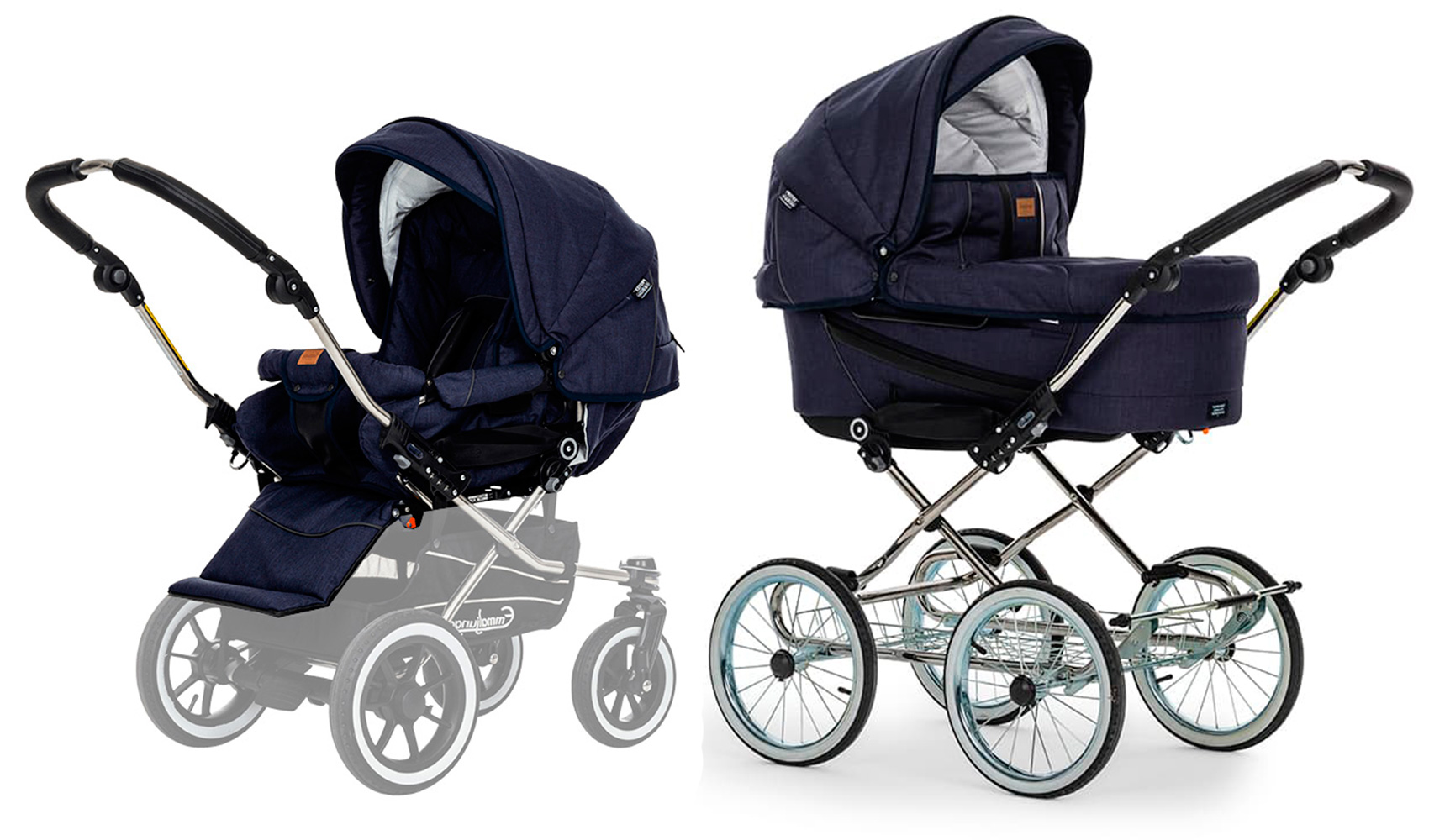 Коляска 2 в 1 Emmaljunga Edge Duo Combi Lounge (шасси De Luxe Chrome) Navy