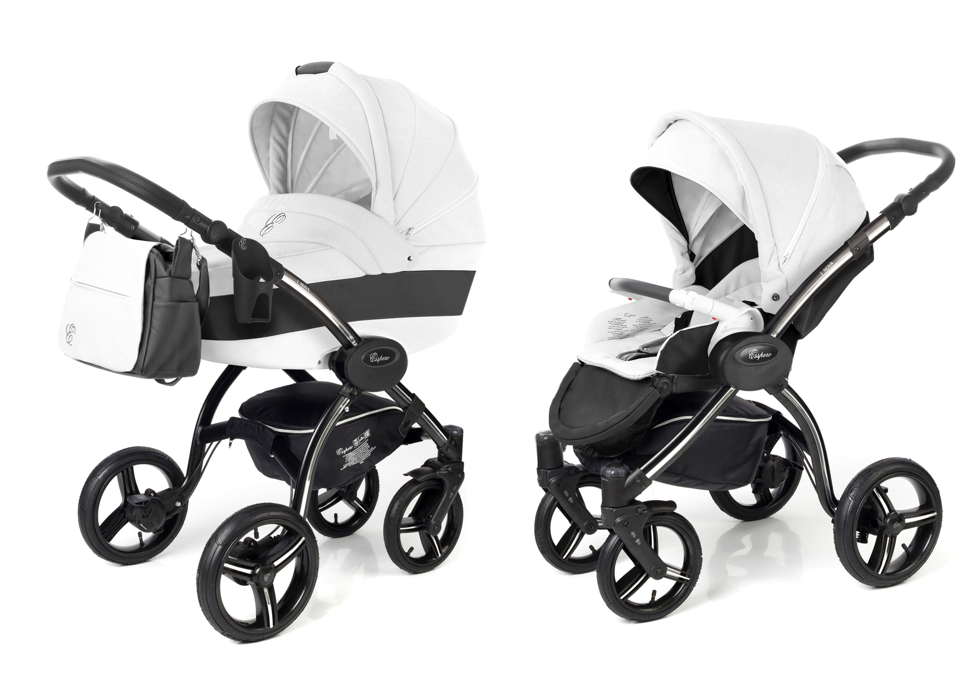 Коляска 2 в 1 Esspero Grand I-Nova (шасси Black) White leatherette