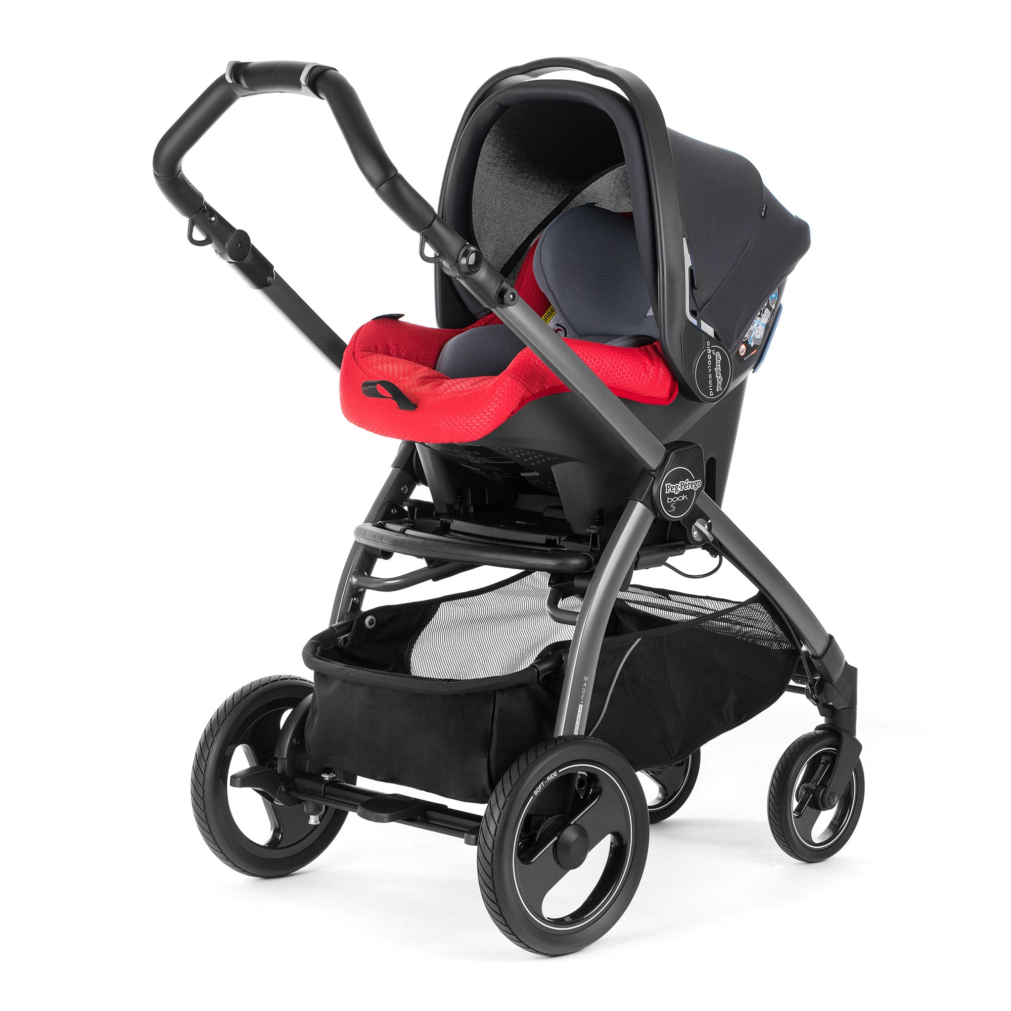 Автокресло Peg Perego Primo Viaggio SL на шасси Book S (шасси White/Black) Bloom Red