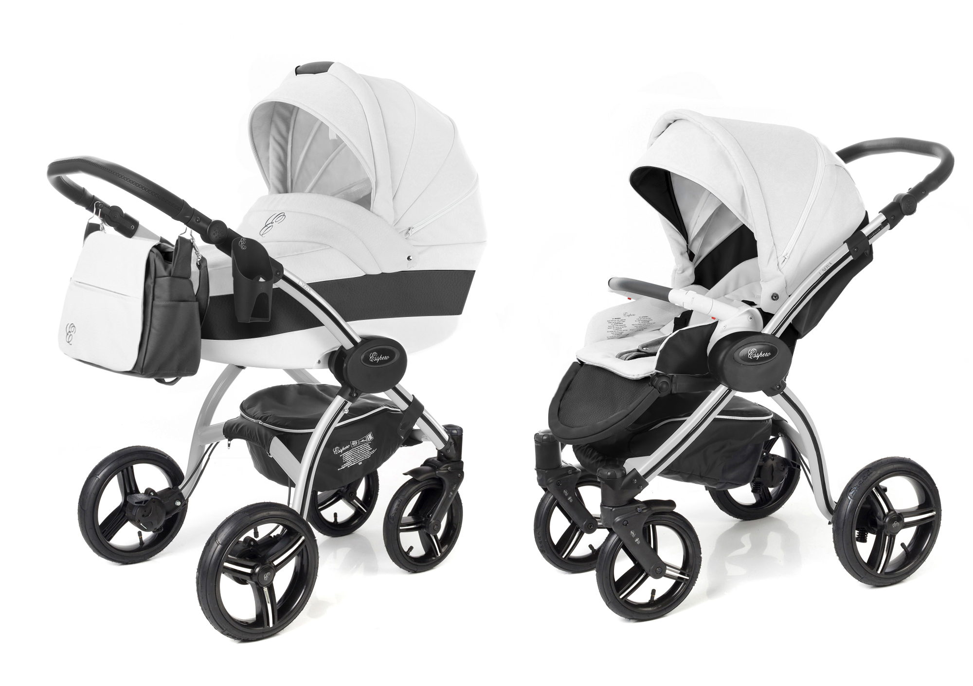 Коляска 2 в 1 Esspero Grand I-Nova (шасси Grey) White leatherette