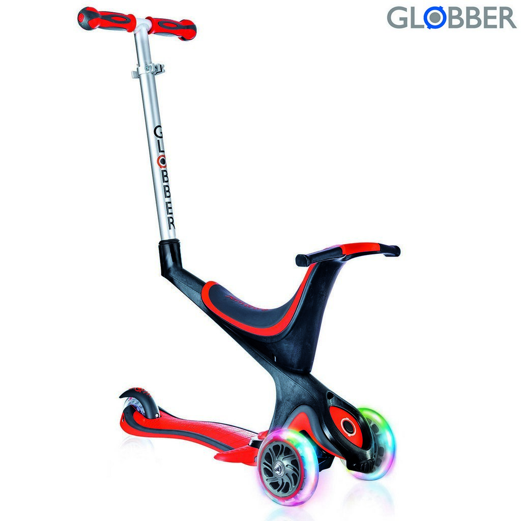 Самокат GLOBBER EVO 5 in 1 с 3 светящимися колесами Red