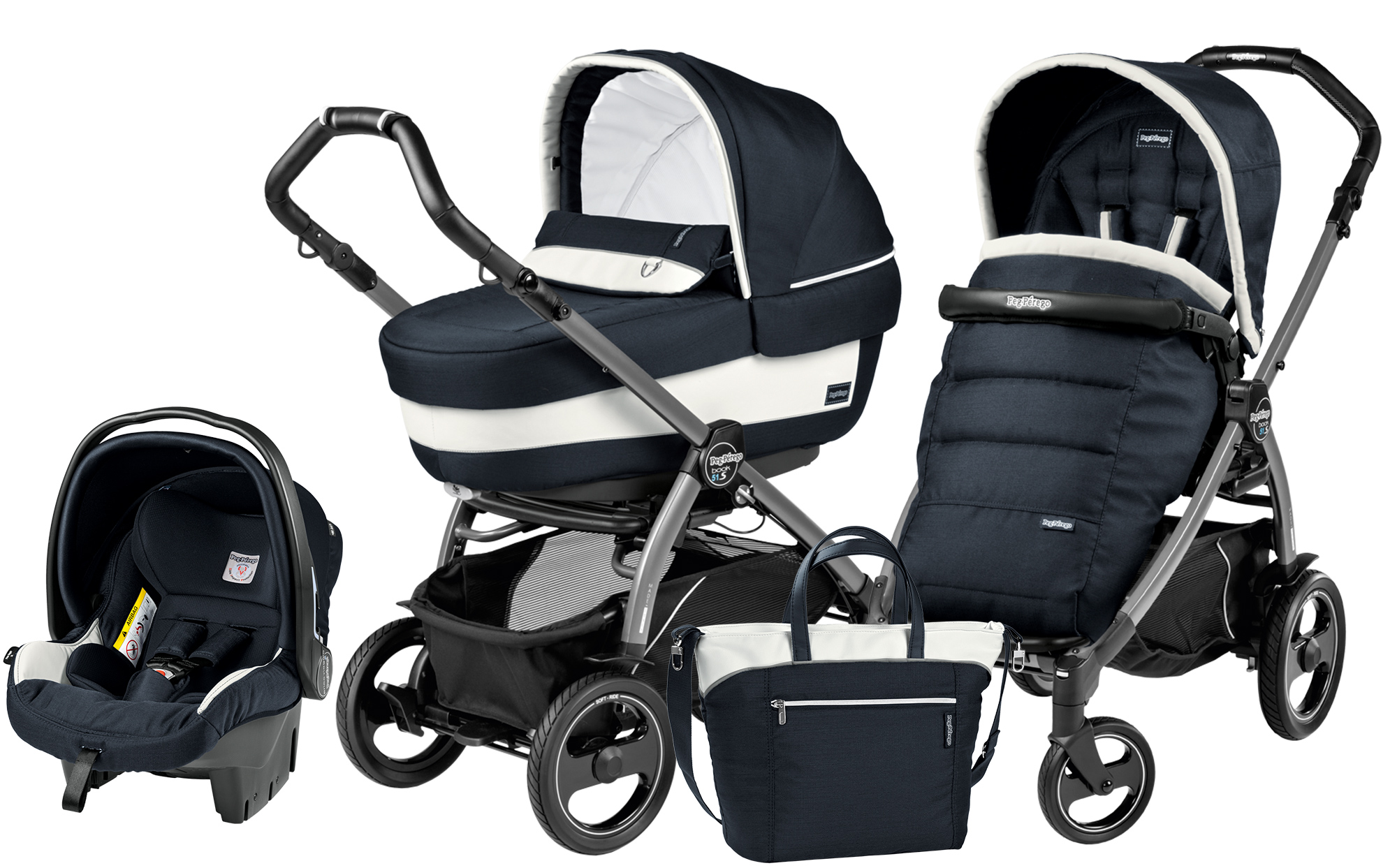 Коляска 3 в 1 Peg Perego Book 51 S Elite Set Modular (шасси Jet) Luxe Blue