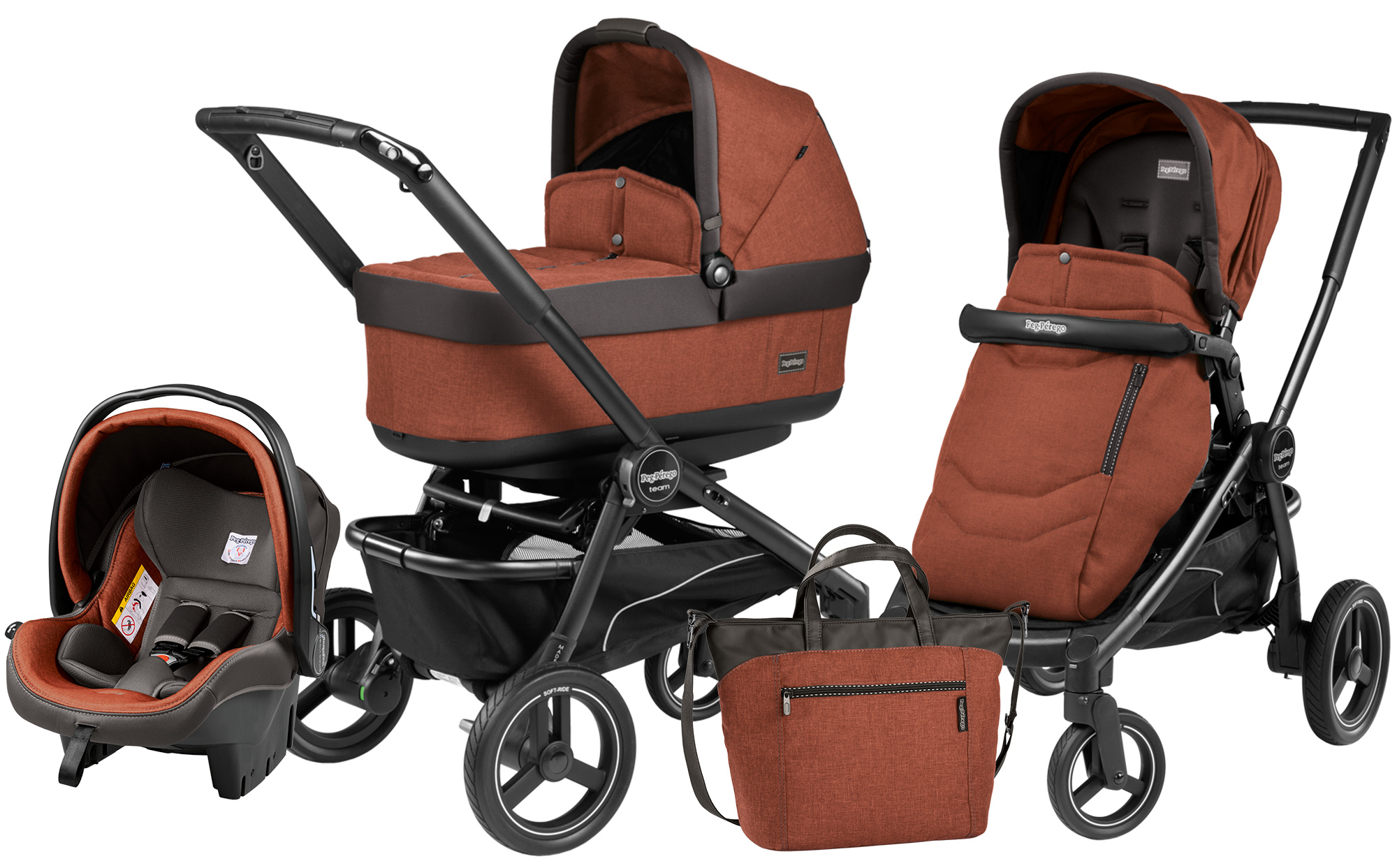 Коляска 3 в 1 Peg Perego Team Pop Up Set Modular Terracotta