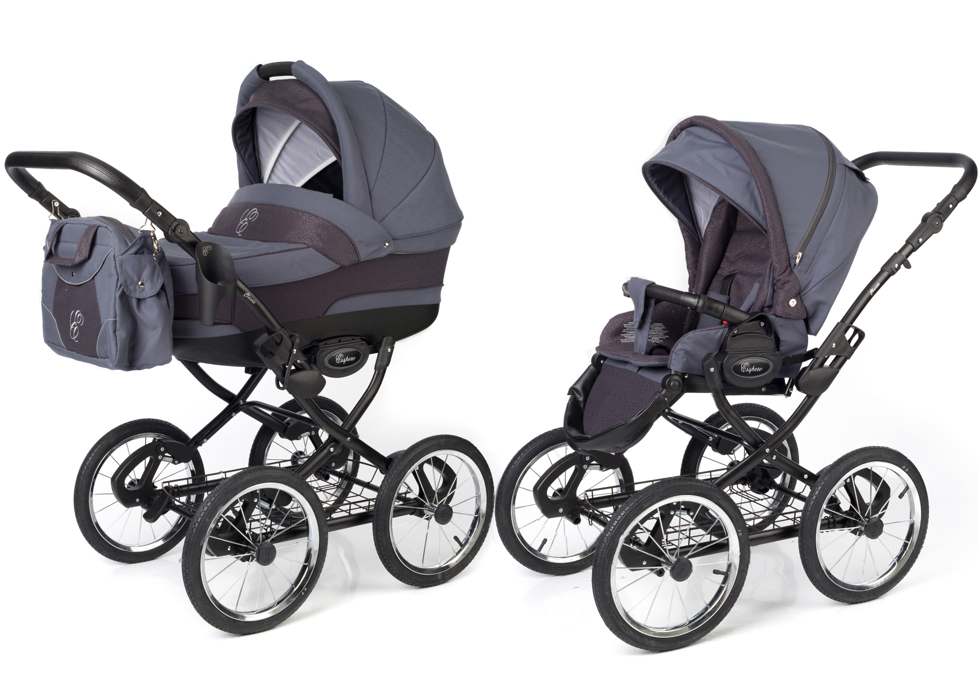 Коляска 2 в 1 Esspero Classic (шасси Black) Dark Grey