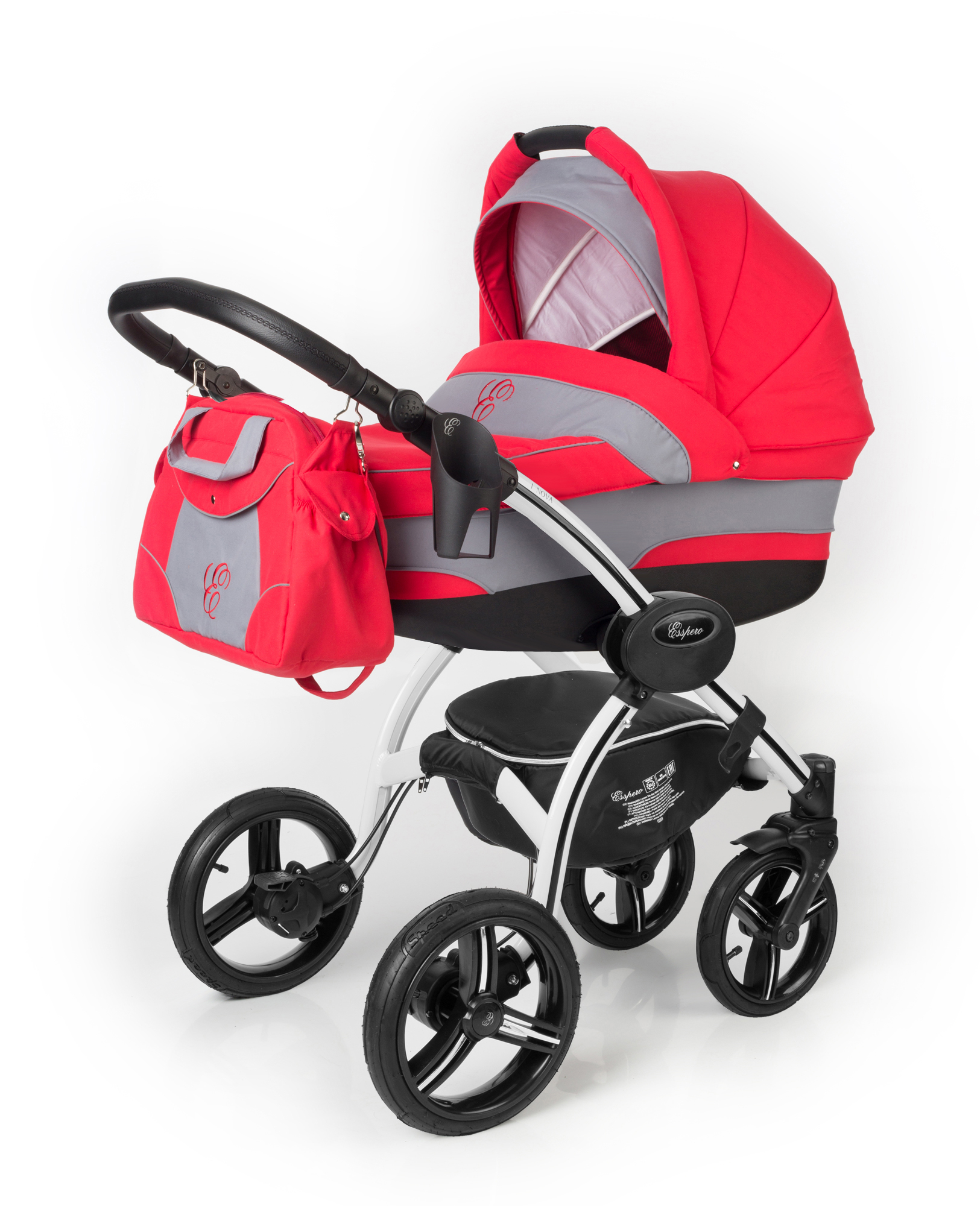 Коляска для новорожденных Esspero I-Nova (шасси White) Red Grey