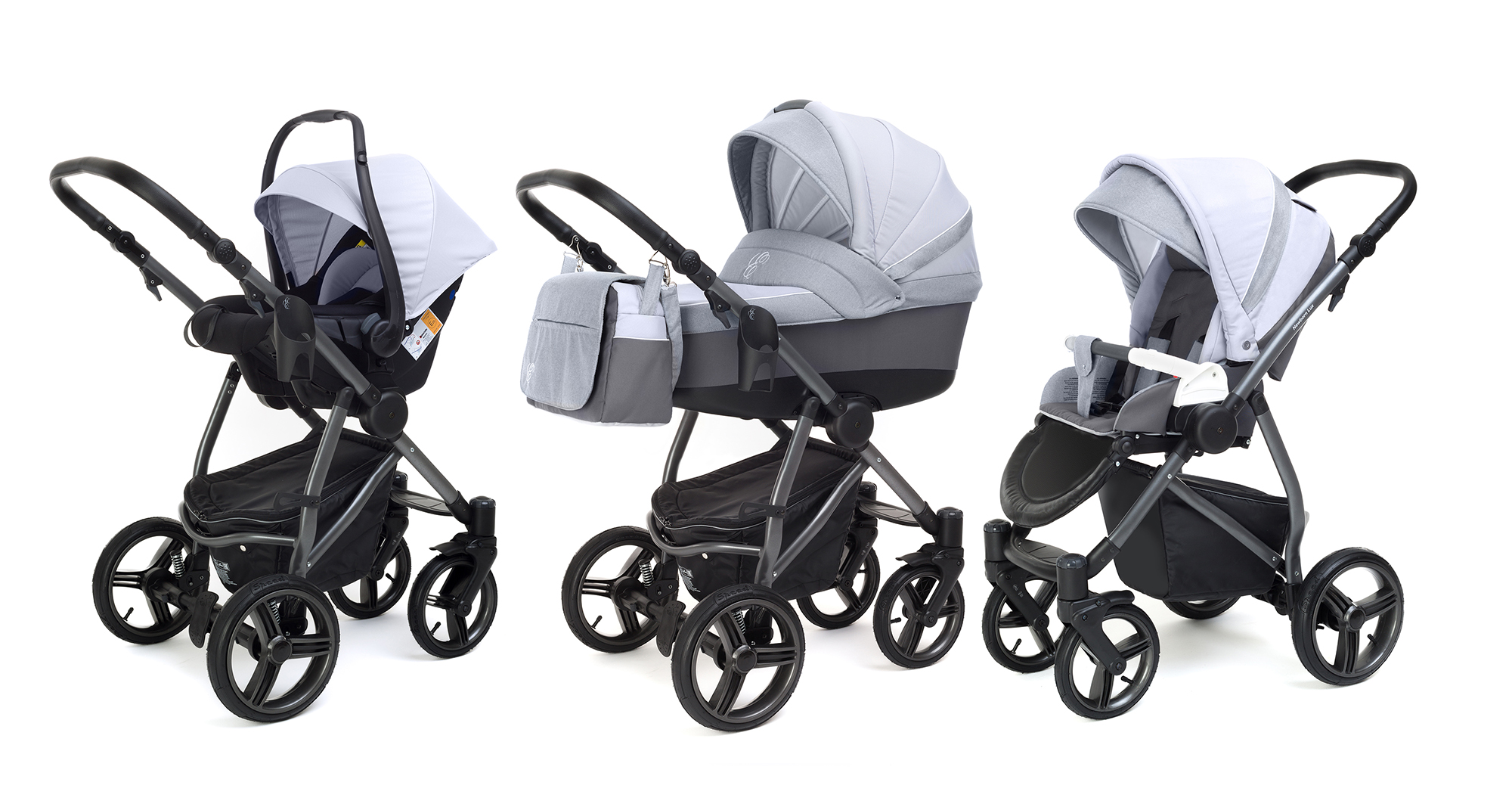 Коляска 3 в 1 Esspero Grand Newborn Lux (шасси Graphite) Grey Stone