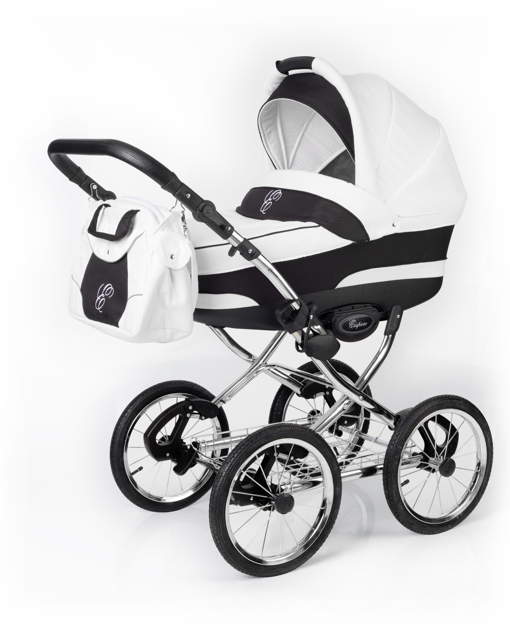 Коляска для новорожденных Esspero Classic (шасси Chrome) White