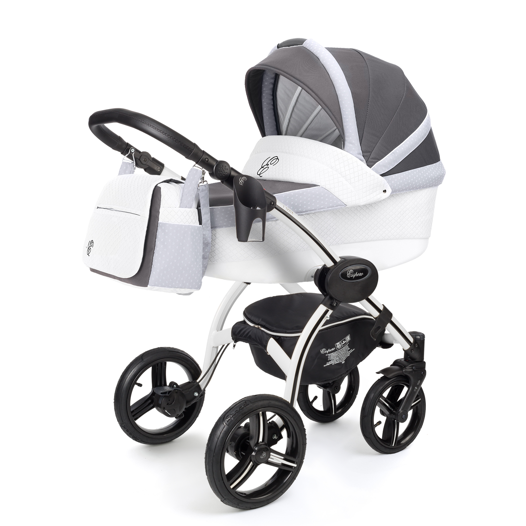 Коляска для новорожденных Esspero Grand I-Nova (шасси White) Royal Silver