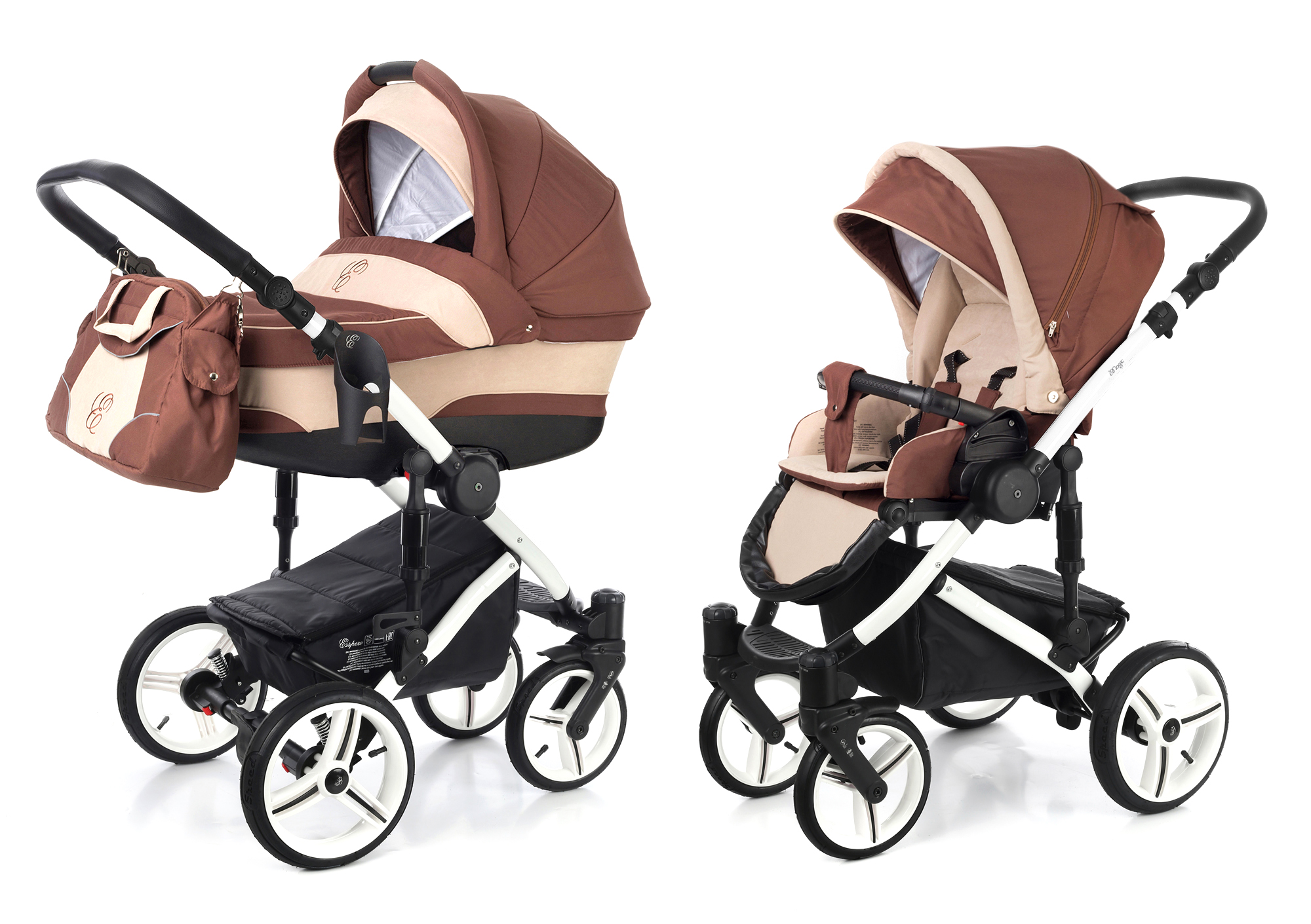 Коляска 2 в 1 Esspero Magic (шасси White) Brown Beige