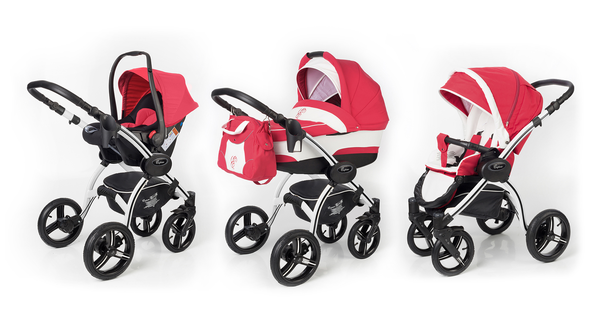 Коляска 3 в 1 Esspero I-Nova (шасси White) Red Lux