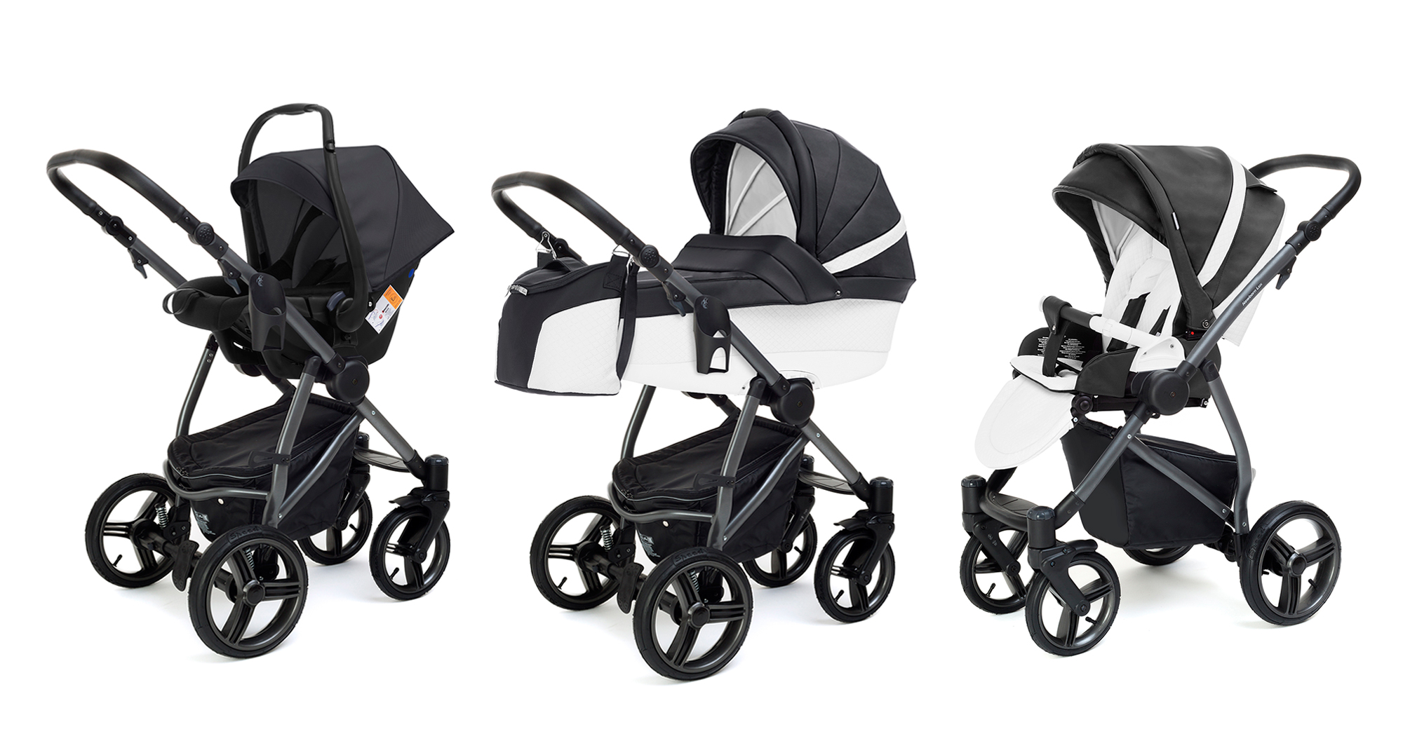 Коляска 3 в 1 Esspero Grand Newborn Lux (шасси Graphite) Nappa Graphite