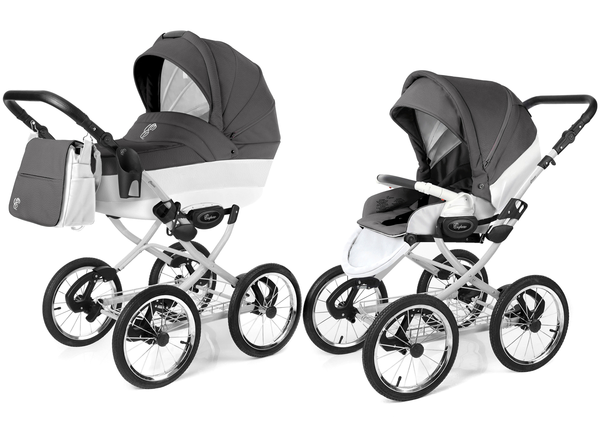 Коляска 2 в 1 Esspero Grand Classic (шасси Grey) Grafite leatherette