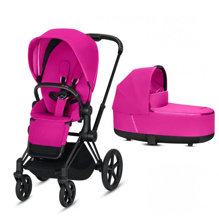 Коляска 2 в 1 Cybex Priam III (Matt Black) Fancy Pink