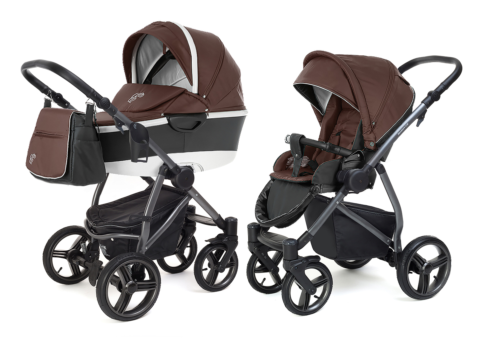 Коляска 2 в 1 Esspero Newborn Lux Alu (шасси Graphite) Brown