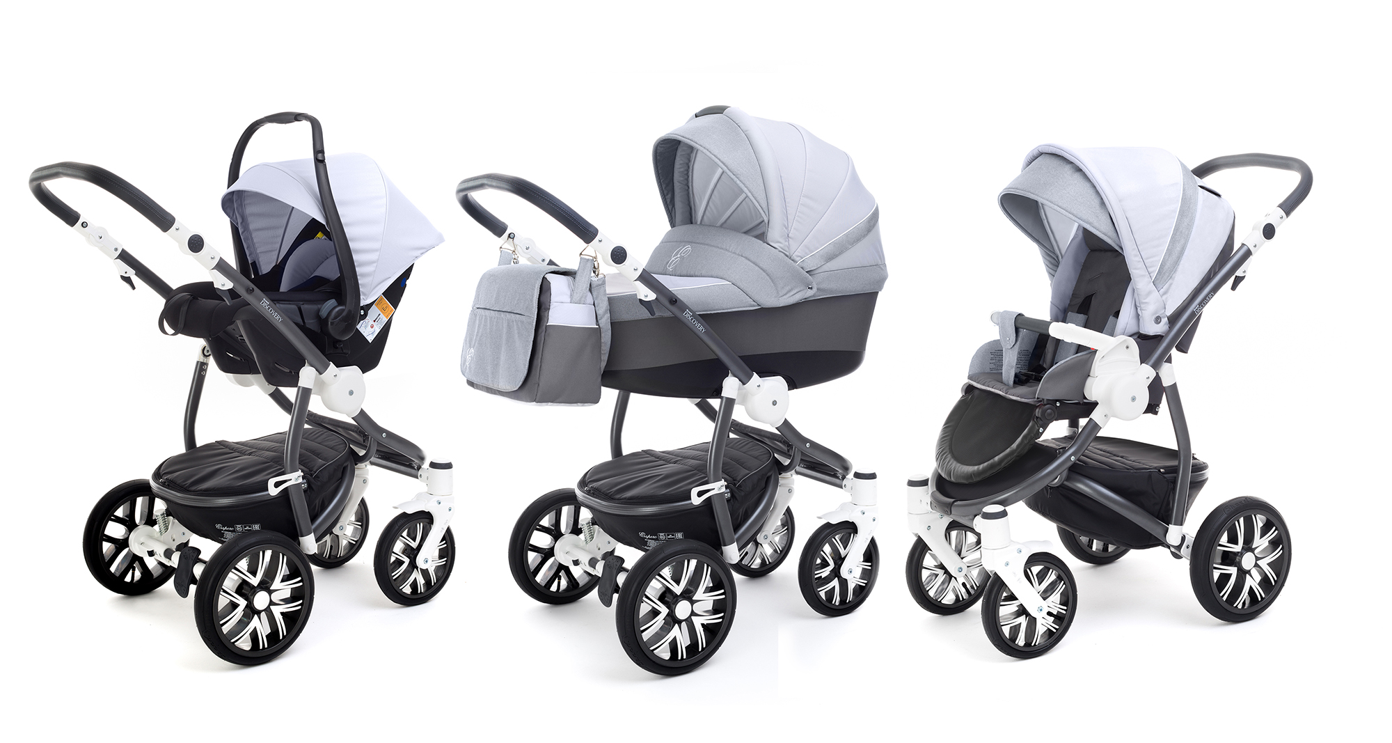 Коляска 3 в 1 Esspero Grand Discovery (шасси Graphite White) Grey Stone