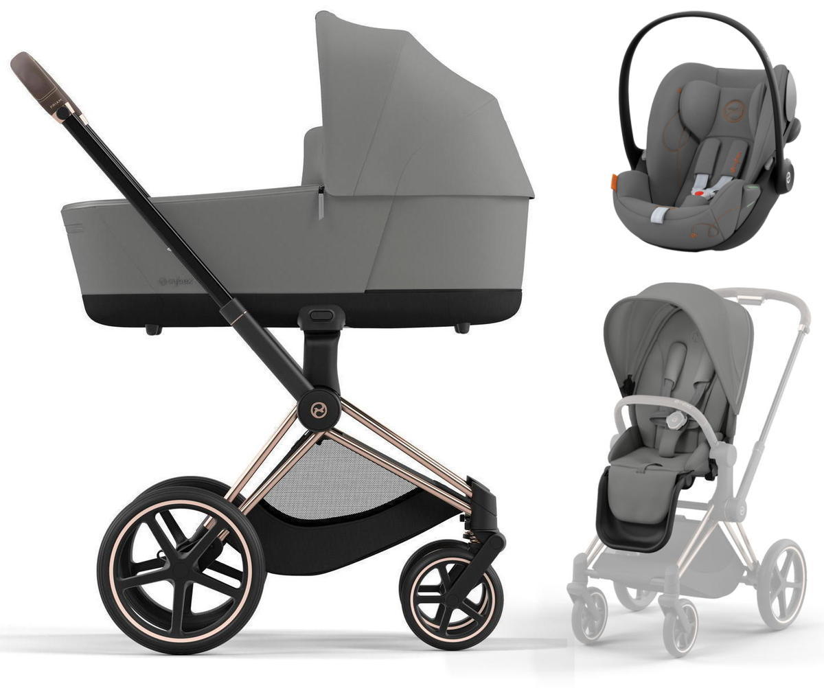 Коляска 3 в 1 Cybex Priam IV Rosegold и автокресло Cloud G i-Size Mirage Grey