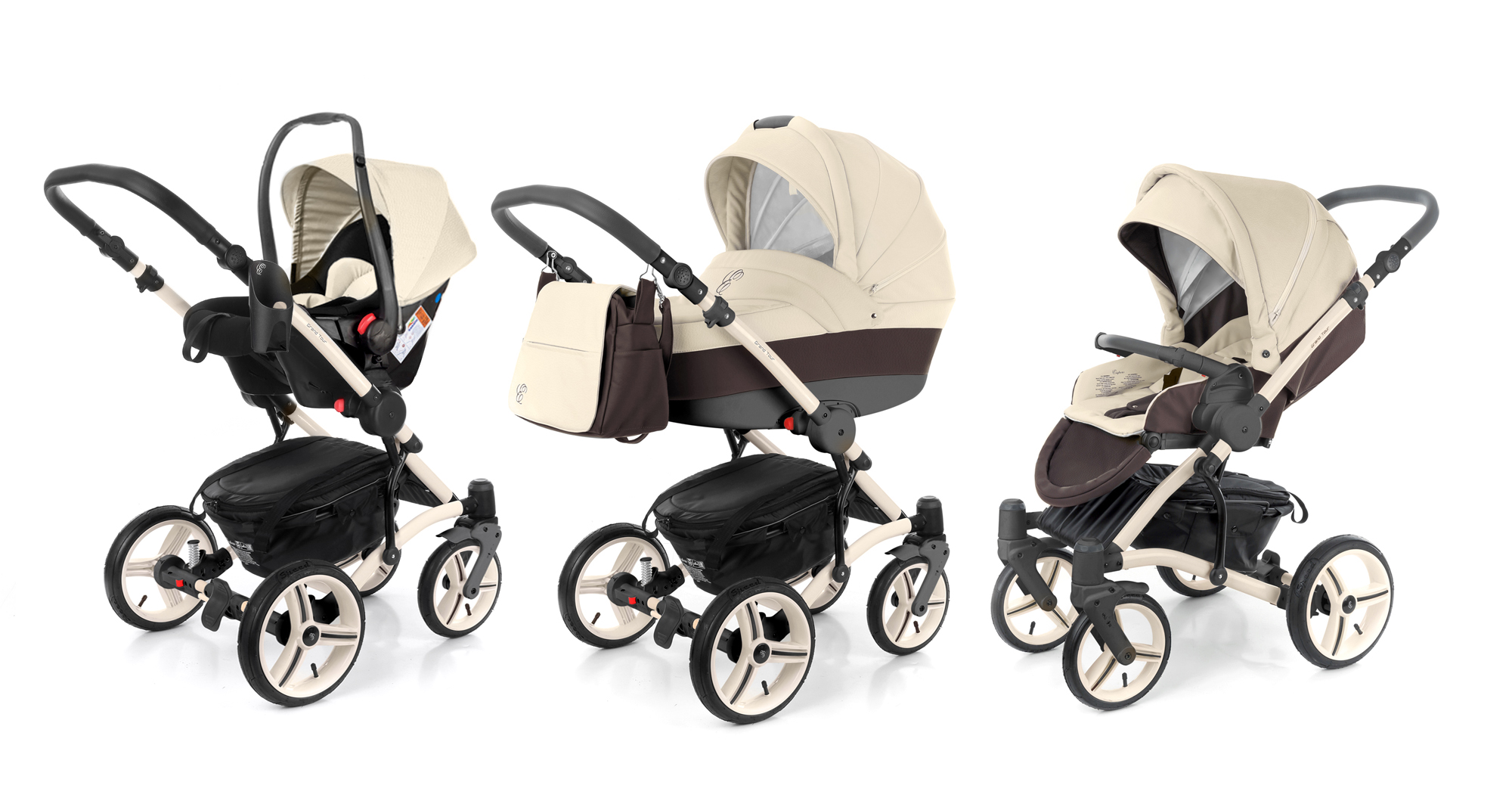 Коляска 3 в 1 Esspero Grand Tour (шасси Beige GT) Cream leatherette