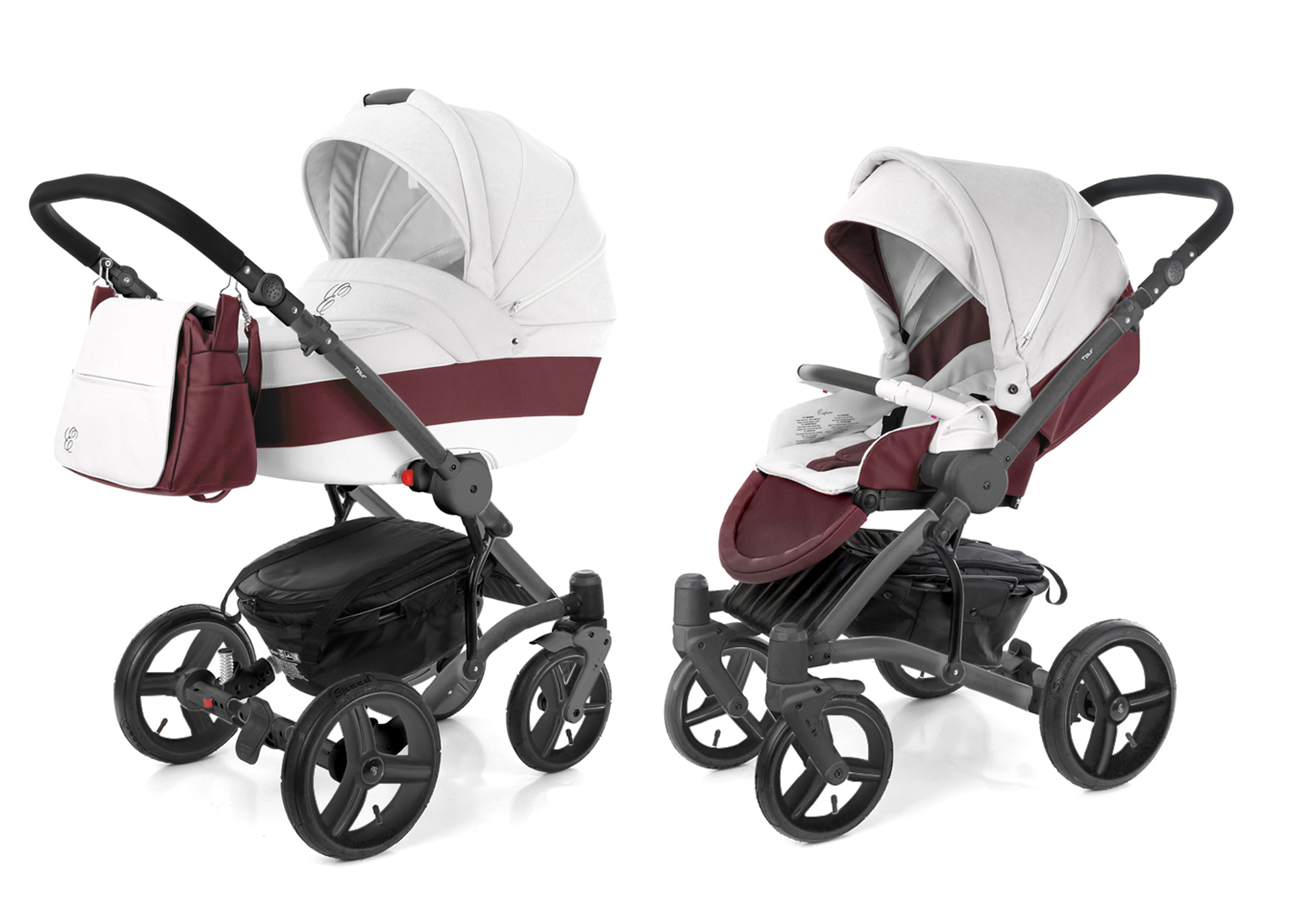 Коляска 2 в 1 Esspero Tour Leatherette (шасси Graphite) Maroon leatherette
