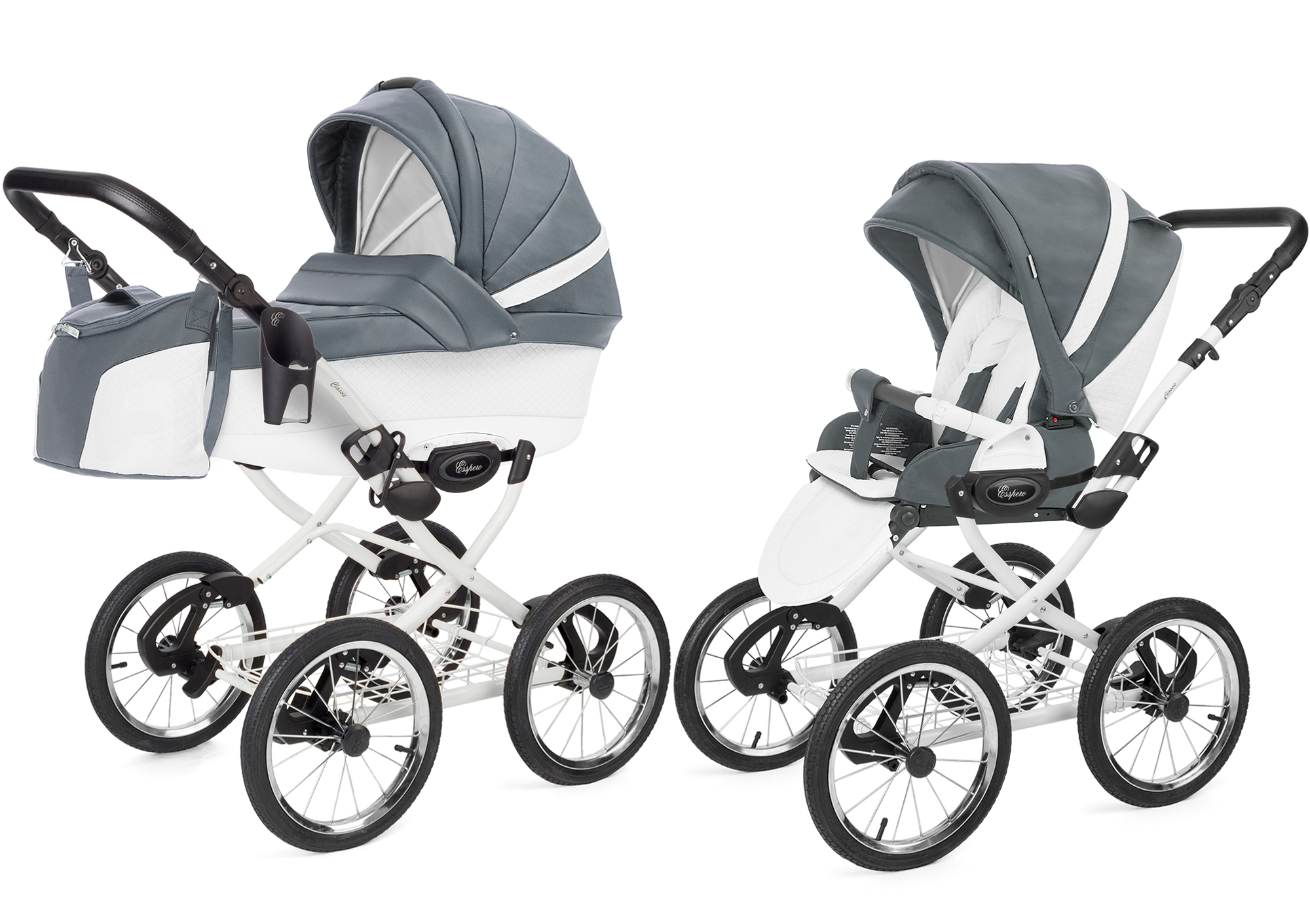 Коляска 2 в 1 Esspero Grand Classic (шасси White) Nappa Blue Grey