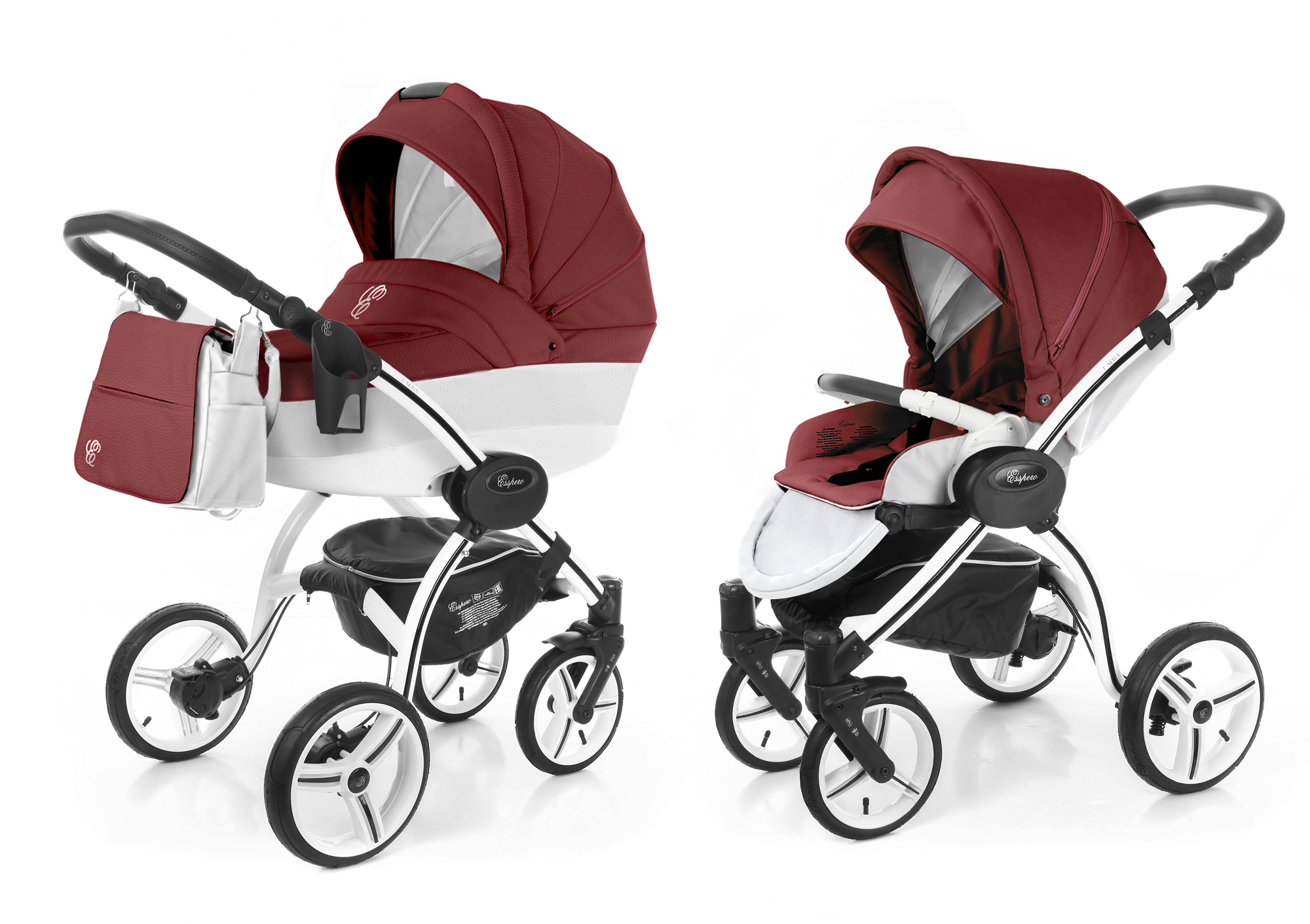 Коляска 2 в 1 Esspero Grand I-Nova (шасси White) Cherry leatherette