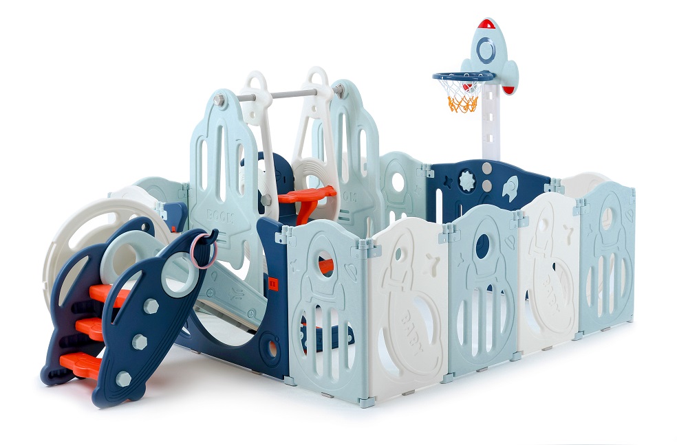 Манеж UNIX Kids SUPREME Space 160x160 Blue с качелями