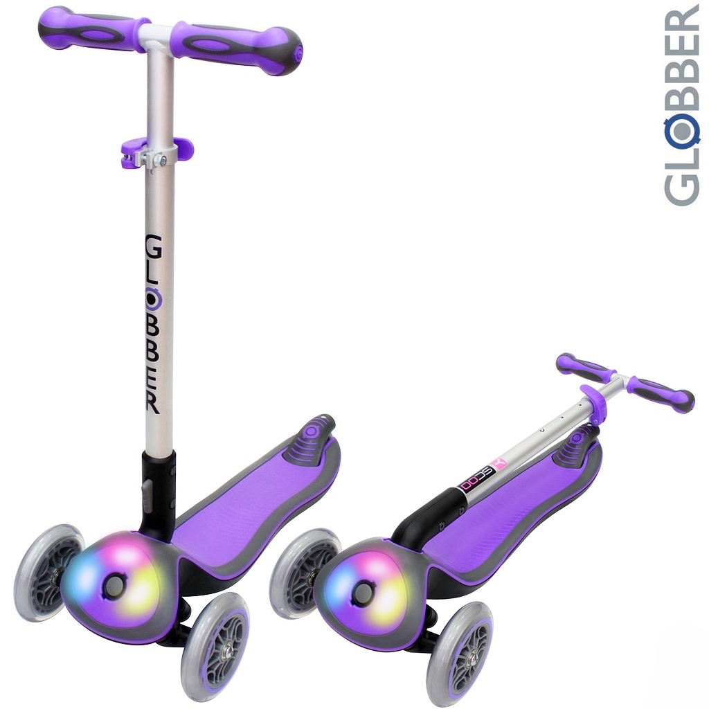 Самокат Globber Elite F My Free Fold up со светящейся платформой Purple