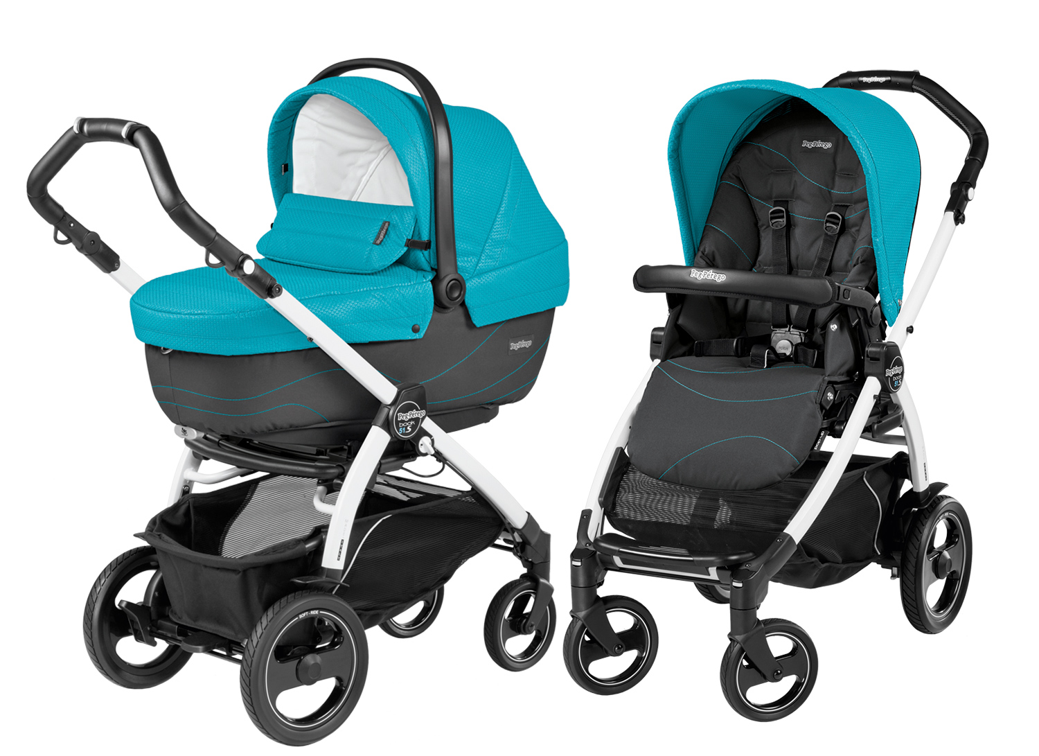 Коляска 2 в 1 Peg Perego Book 51 S XL Modular (шасси White/Black) Bloom Scuba