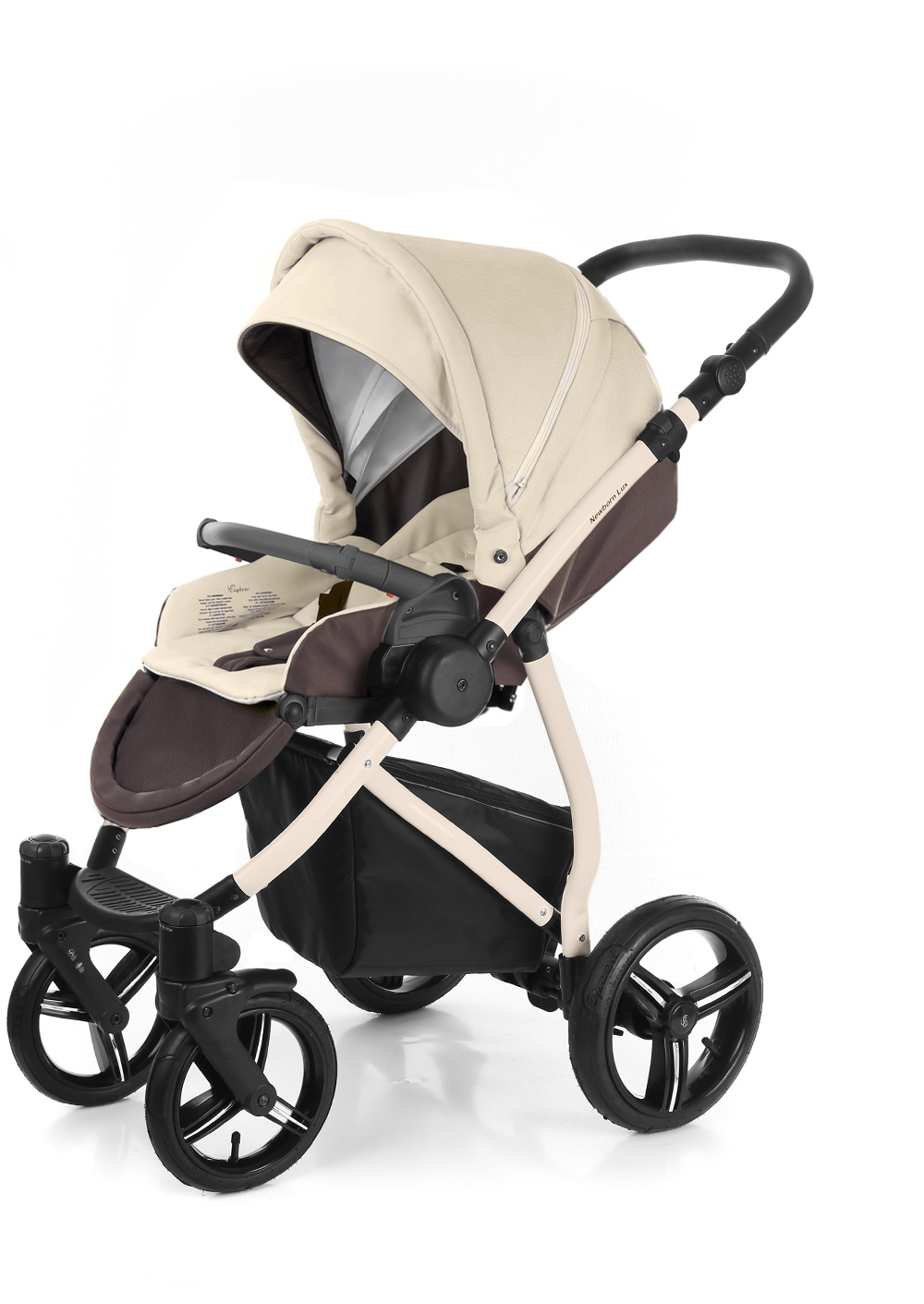 Прогулочная коляска Esspero Grand Newborn Lux (шасси Beige) Cream leatherette