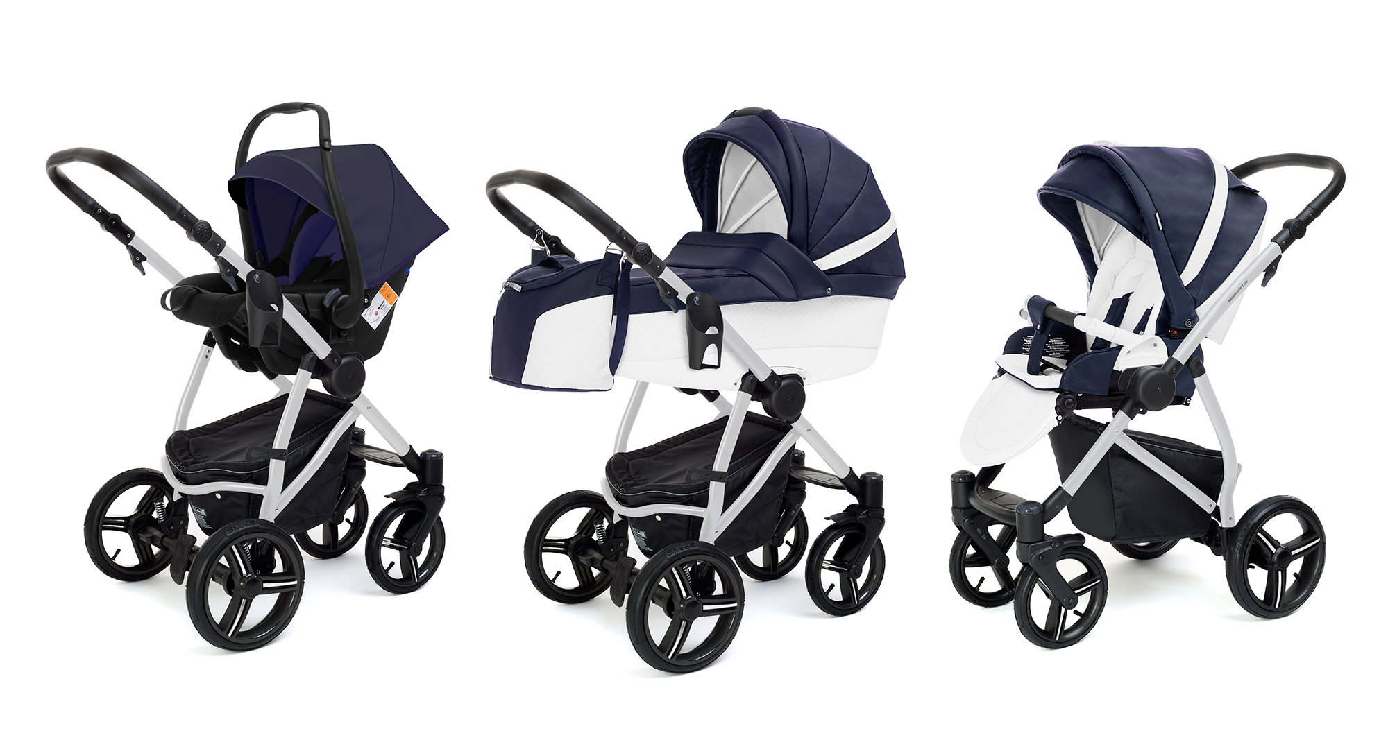 Коляска 3 в 1 Esspero Grand Newborn Lux (шасси Grey) Nappa Navy