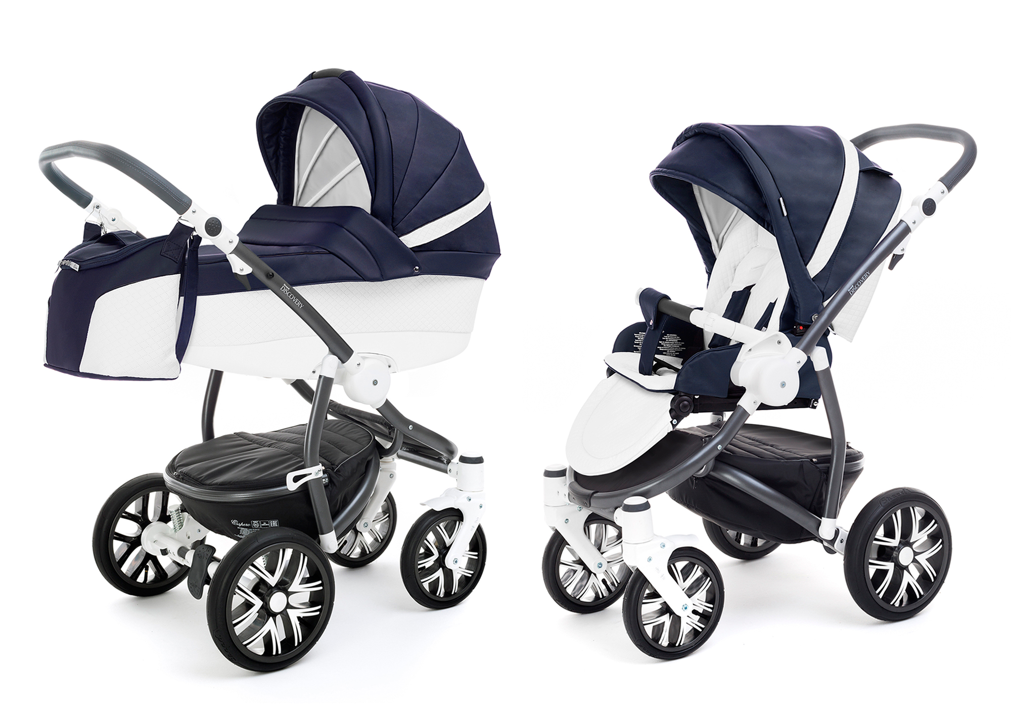 Коляска 2 в 1 Esspero Grand Discovery (шасси Graphite White) Nappa Navy