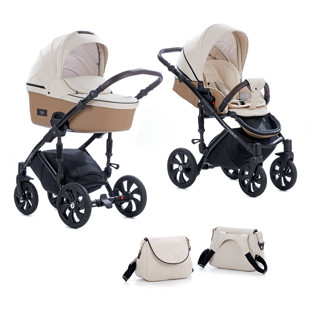Коляска 2 в 1 Tutis Viva Life Бледно-песочный+Кожа Темно-песочный