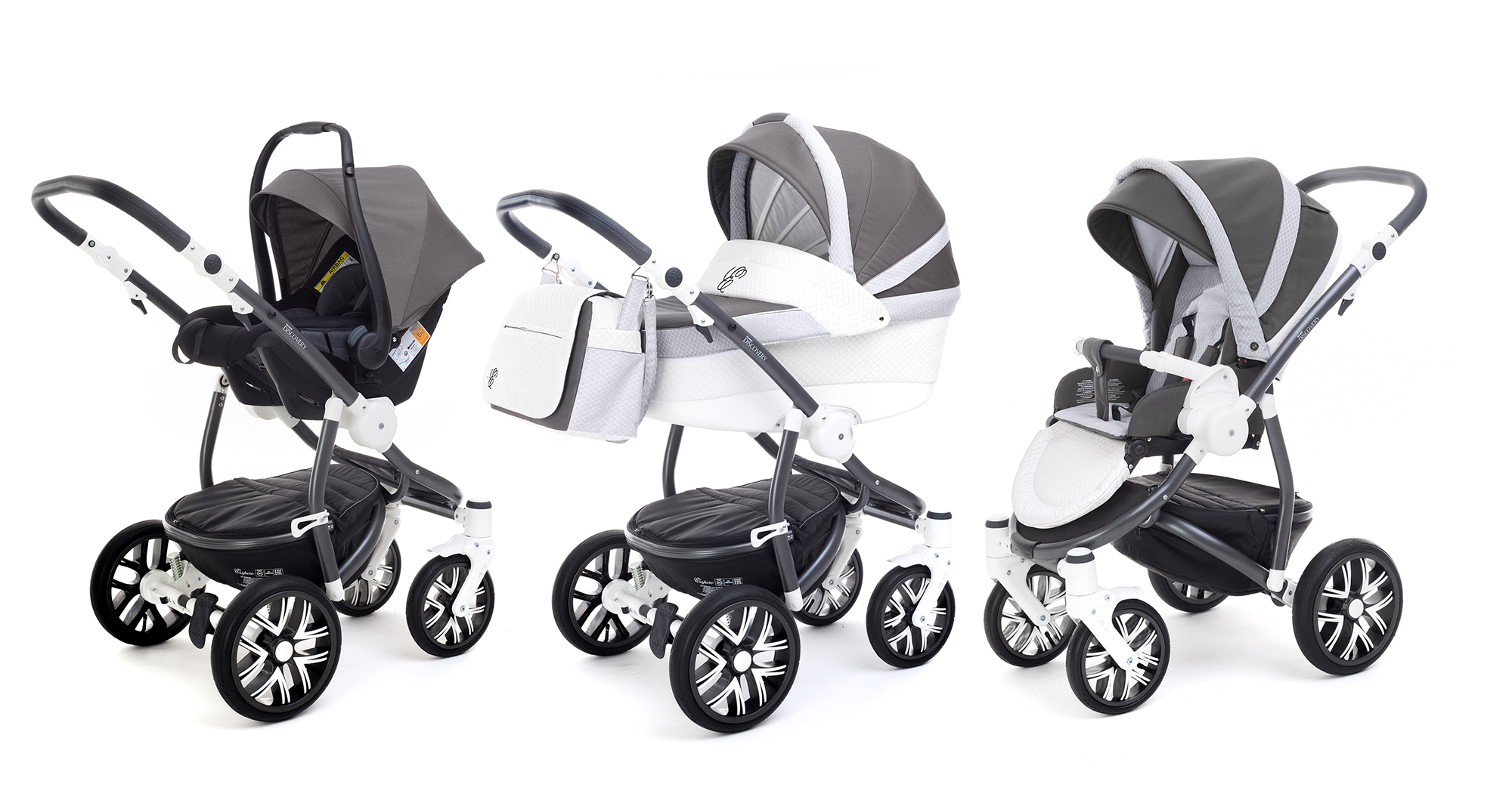 Коляска 3 в 1 Esspero Grand Discovery (шасси Graphite White) Royal Light Grey