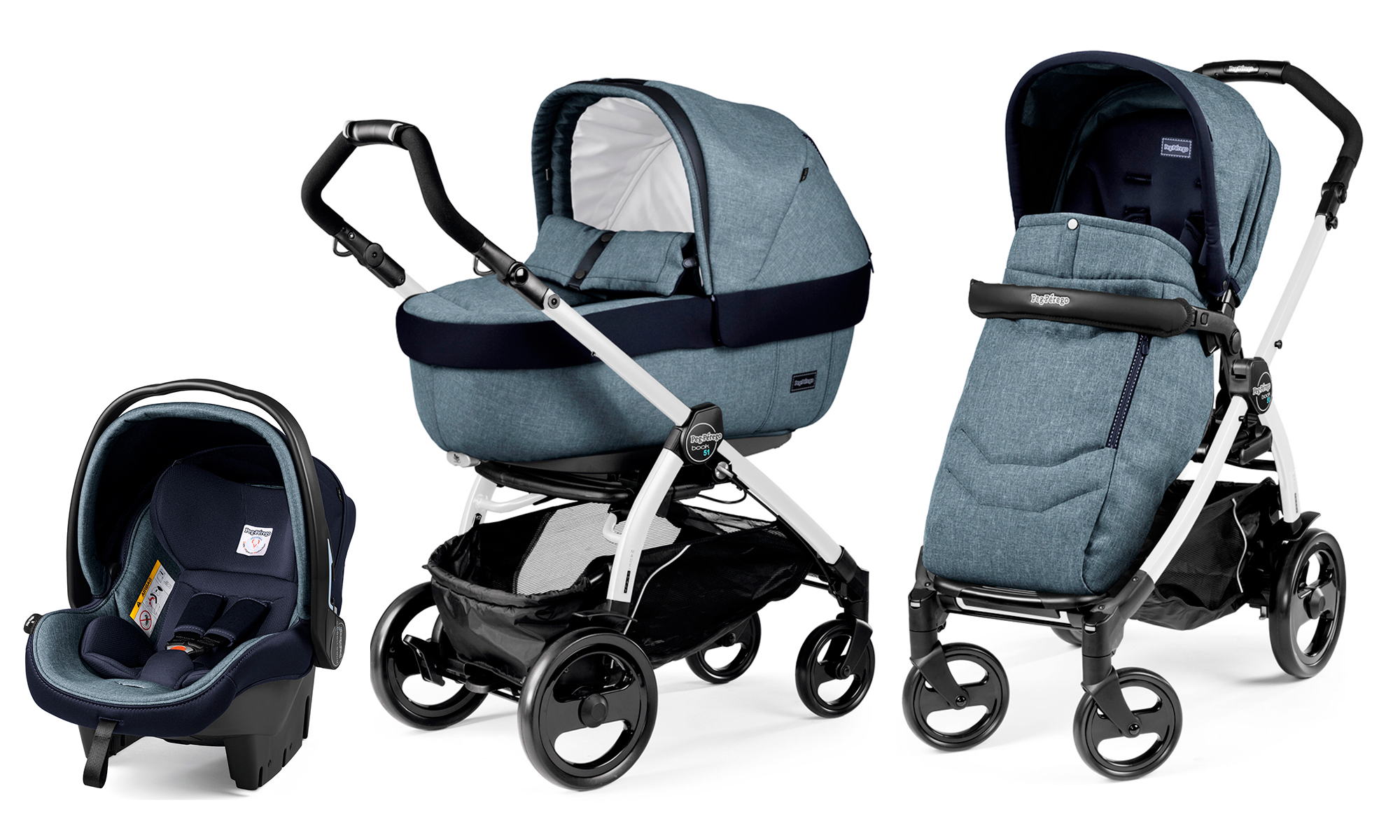 Коляска 3 в 1 Peg Perego Book 51 Elite Modular System (шасси White/Black) Horizon