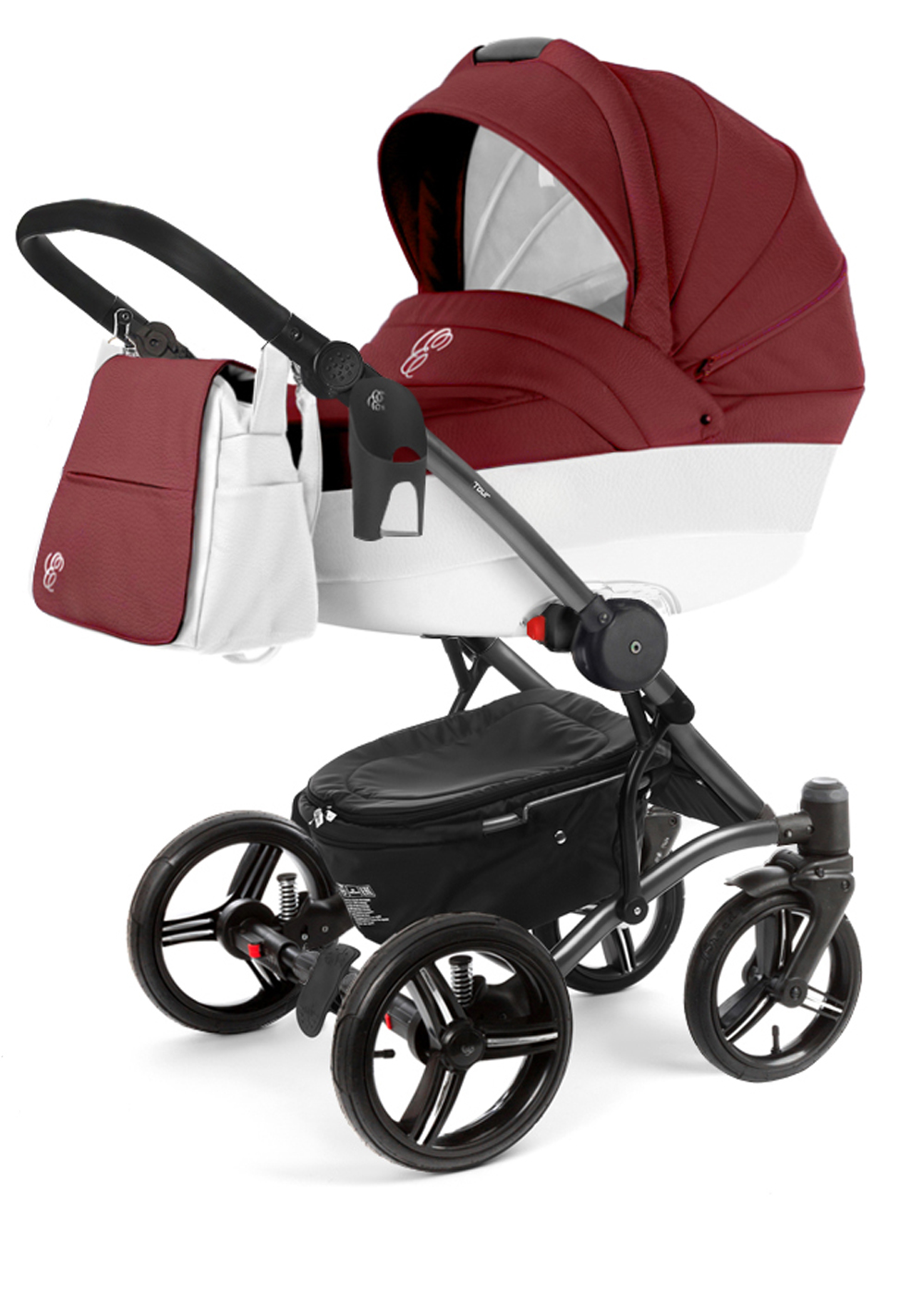 Коляска для новорожденных Esspero Tour Leatherette (шасси White) Cherry leatherette