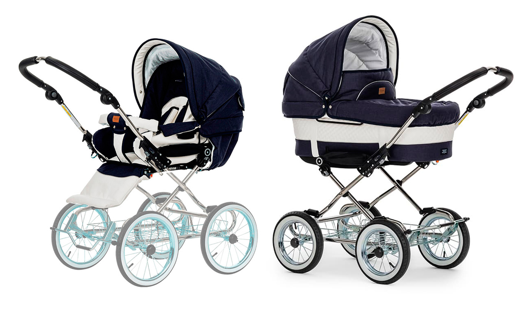 Коляска 2 в 1 Emmaljunga Mondial De Luxe (шасси Classic Chrome) Navy