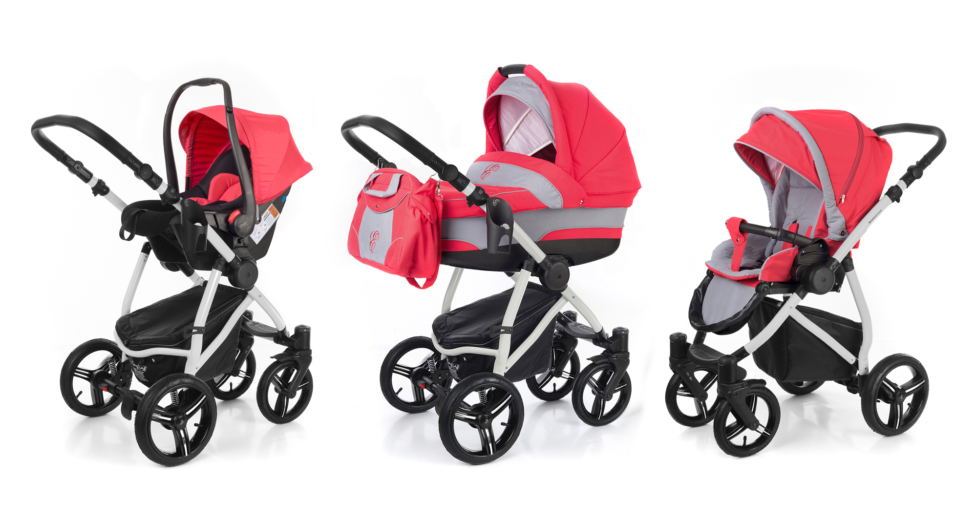 Коляска 3 в 1 Esspero Newborn Lux (шасси Grey) Red Grey