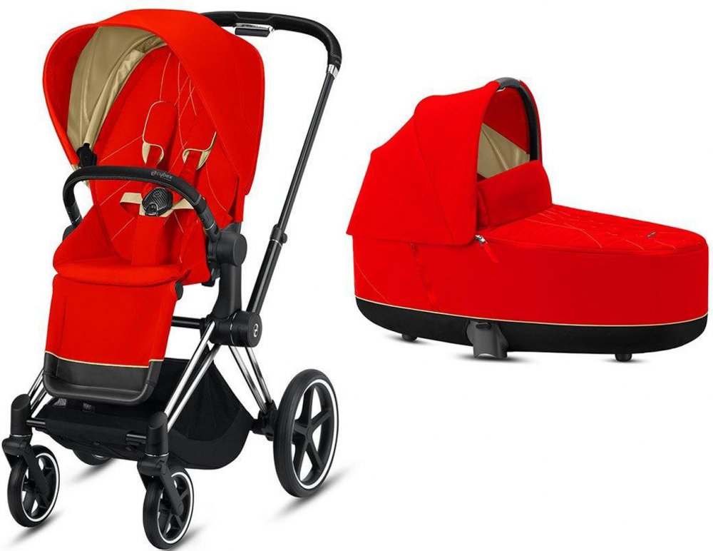 Коляска 2 в 1 Cybex Priam III (Chrome Black) Autumn Gold