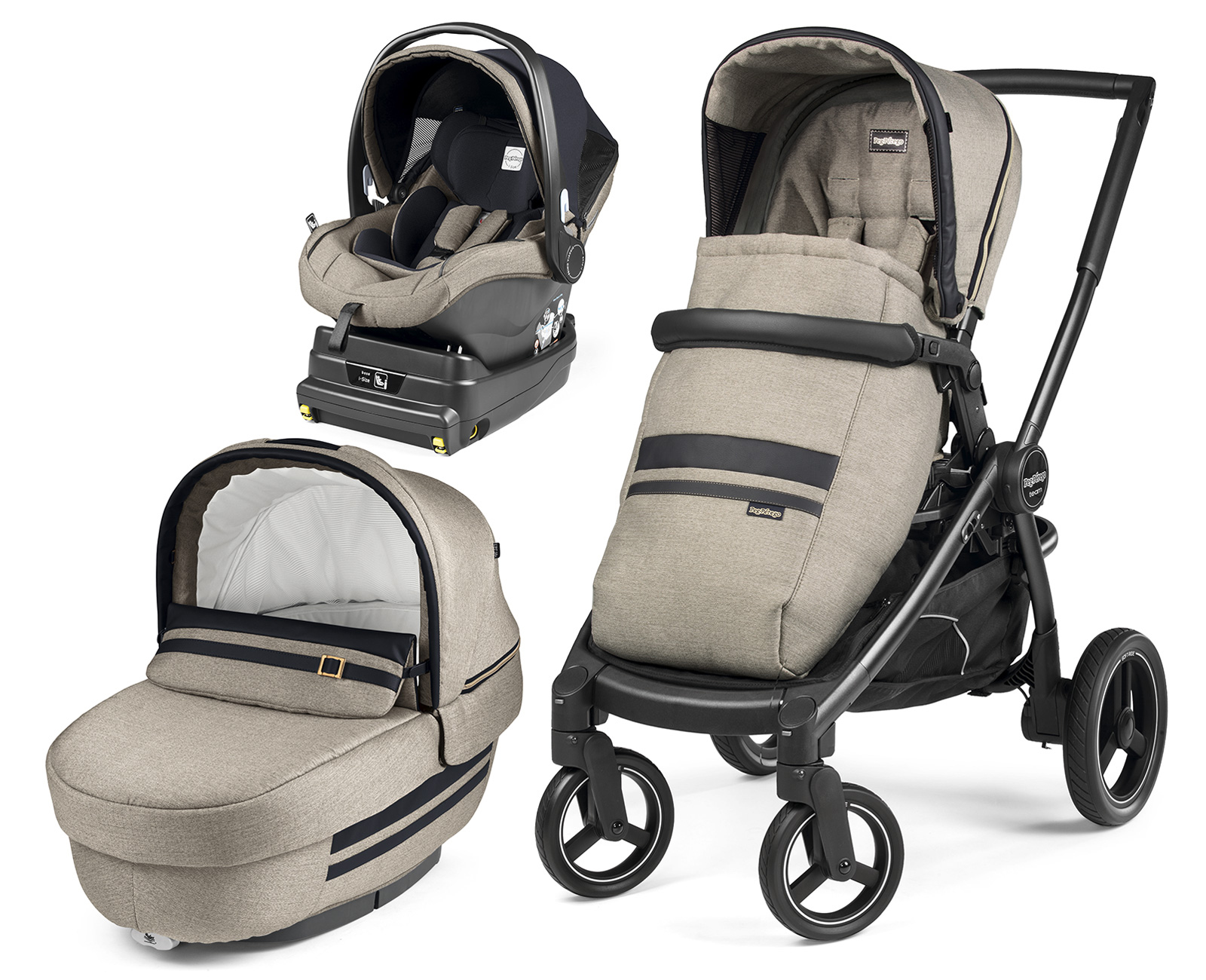Коляска 3 в 1 Peg Perego Team Elite I-Size Modular Luxe Ecru