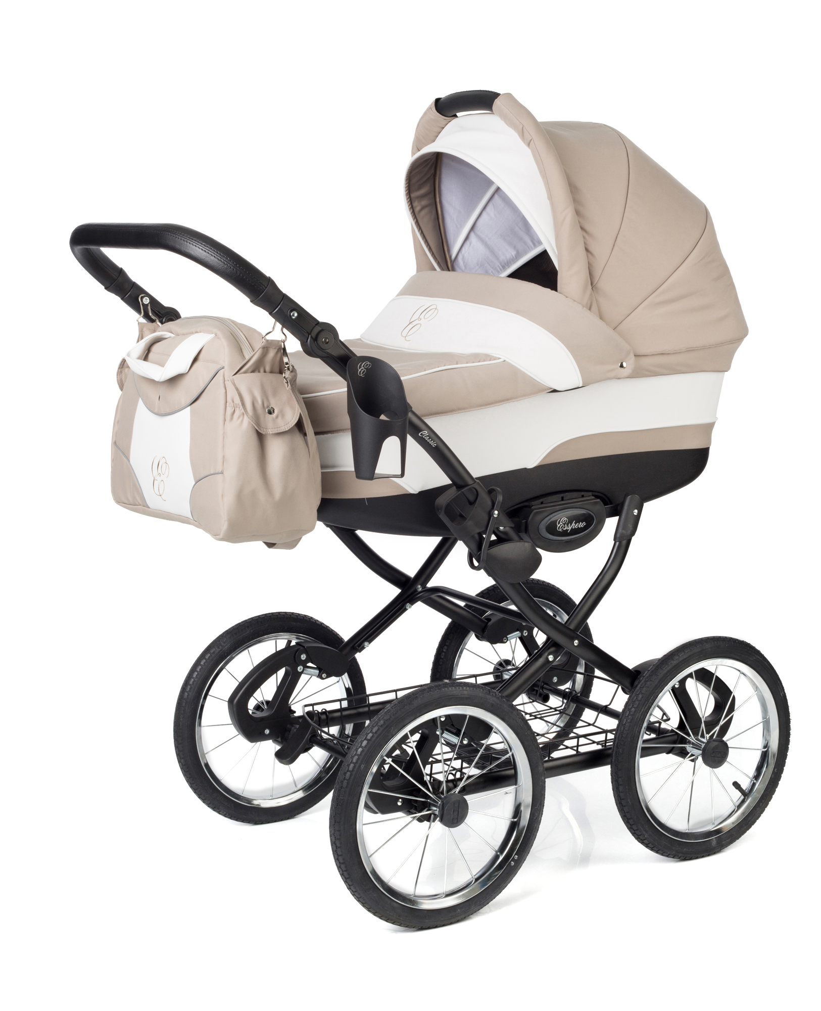 Коляска для новорожденных Esspero Classic (шасси Black) Khakki Lux