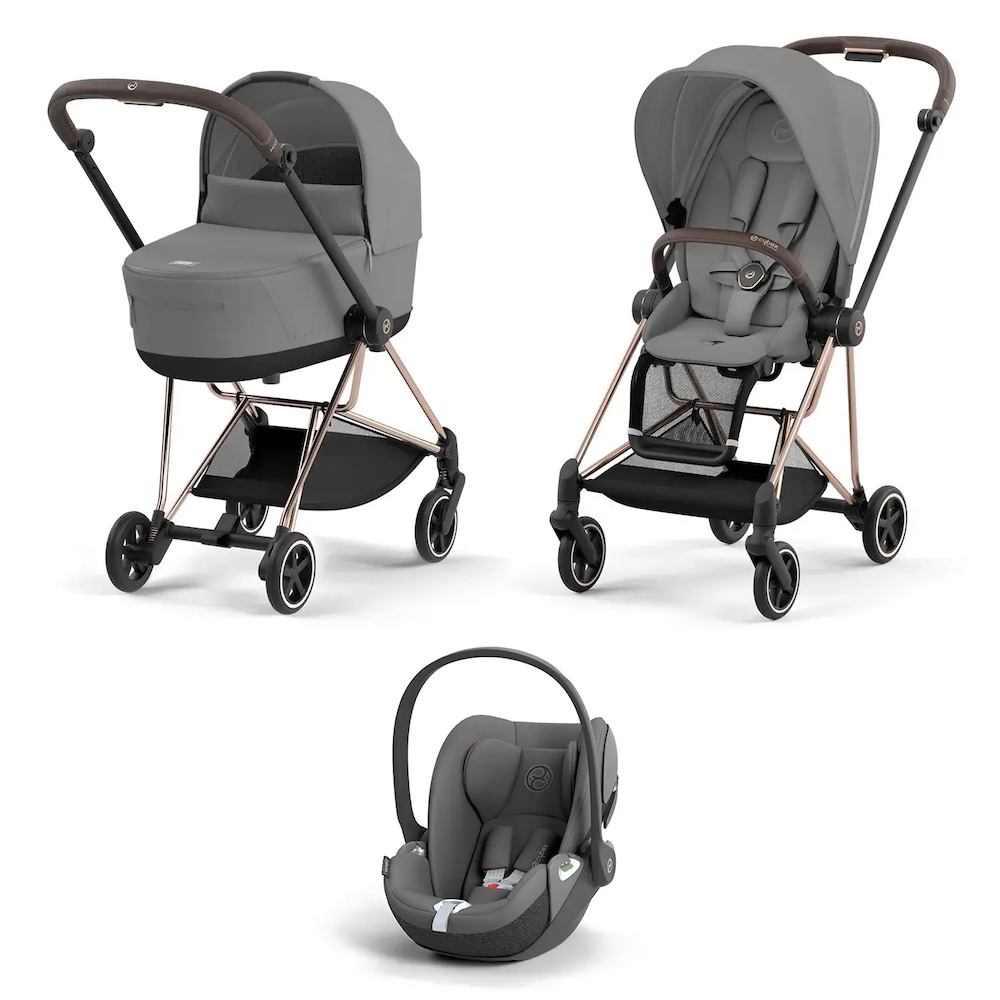 Коляска 3 в 1 Cybex Mios III и автокресло Cloud T i-Size Plus Rosegold, Mirage Grey