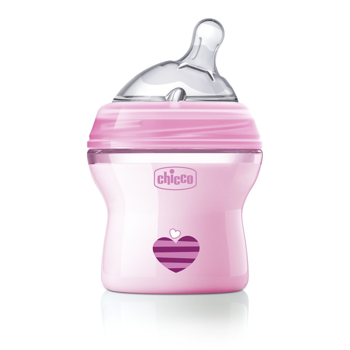 Бутылочка Chicco Natural Feeling Step Up New сил. соска, норм. поток, PP, 0+, 150 мл розовая, 310205206