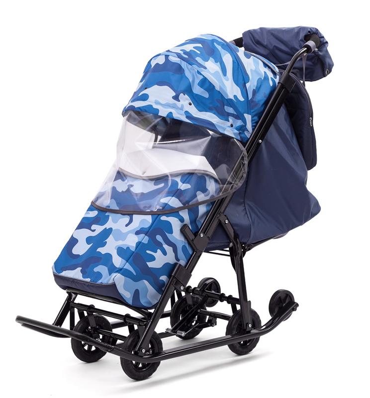 Санки-коляска Pikate Compact Military синий