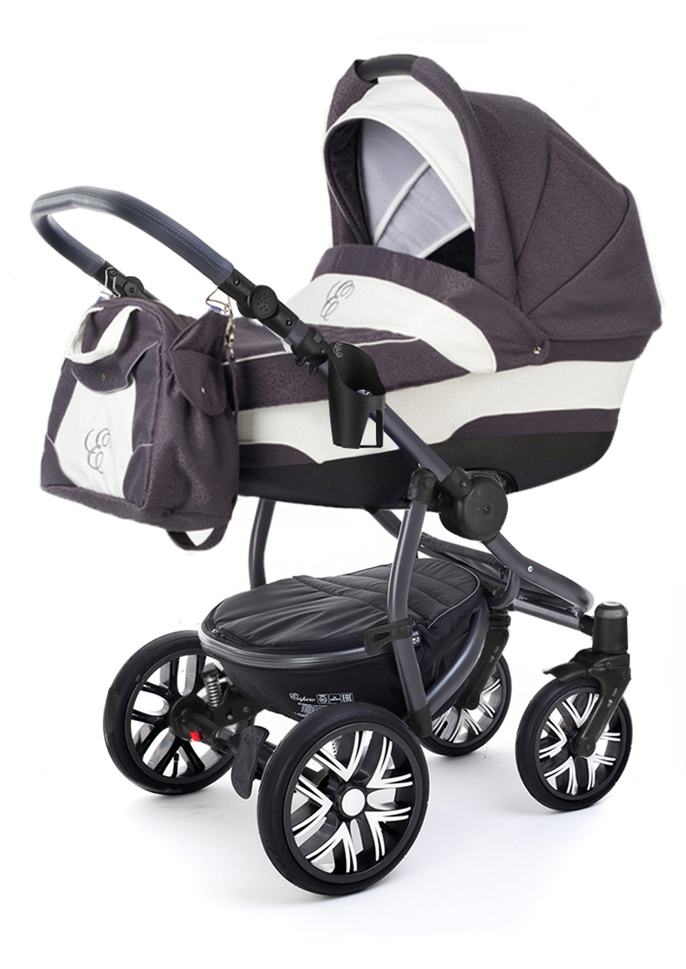 Коляска для новорожденных Esspero Discovery (шасси Graphite) Grey Leves