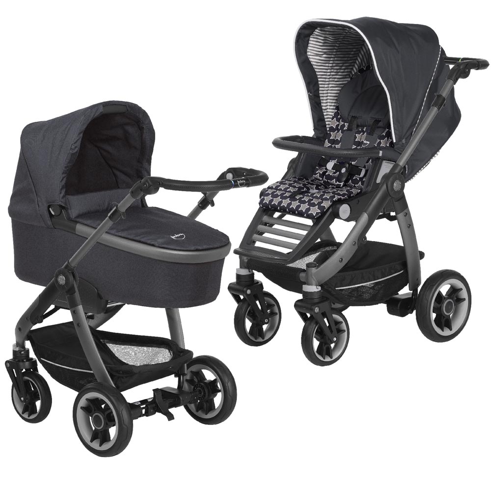 Коляска 2 в 1 Teutonia Cosmo V4 (шасси Graphite) 6105-6165-6165 Gris Bleu-Starlight