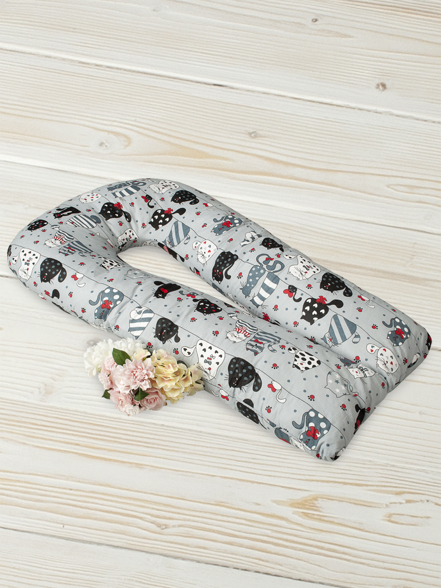 Подушка для беременных Amarobaby 340х35 U - образная котики